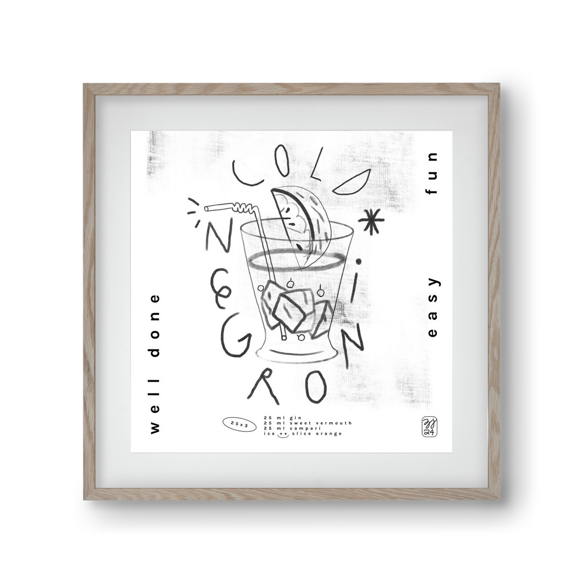 Negroni, 30x30 cm (20x20 cm), Tölgy keret, paszpartuval