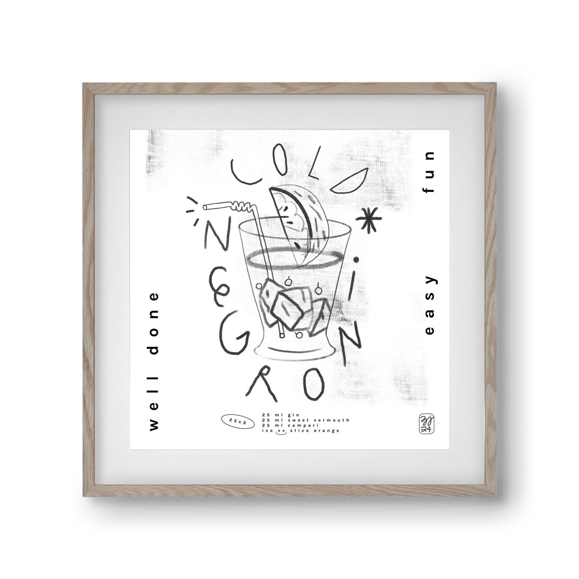 Negroni, 30x30 cm (20x20 cm), Tölgy keret, paszpartuval