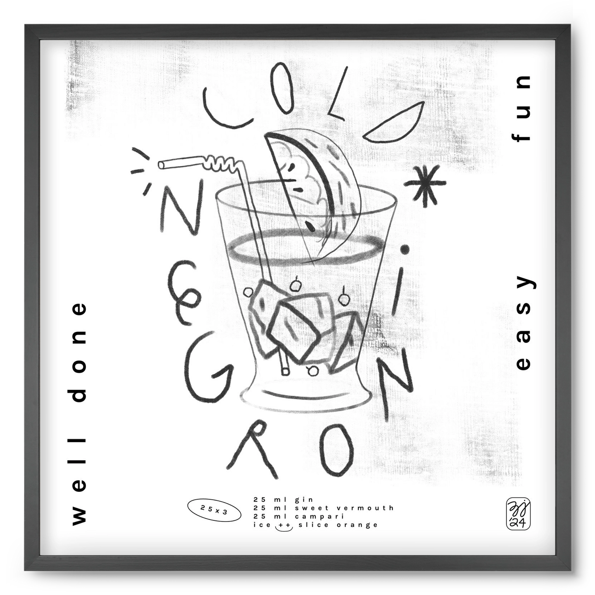 Negroni, 50x50 cm (50x50 cm), Fekete keret