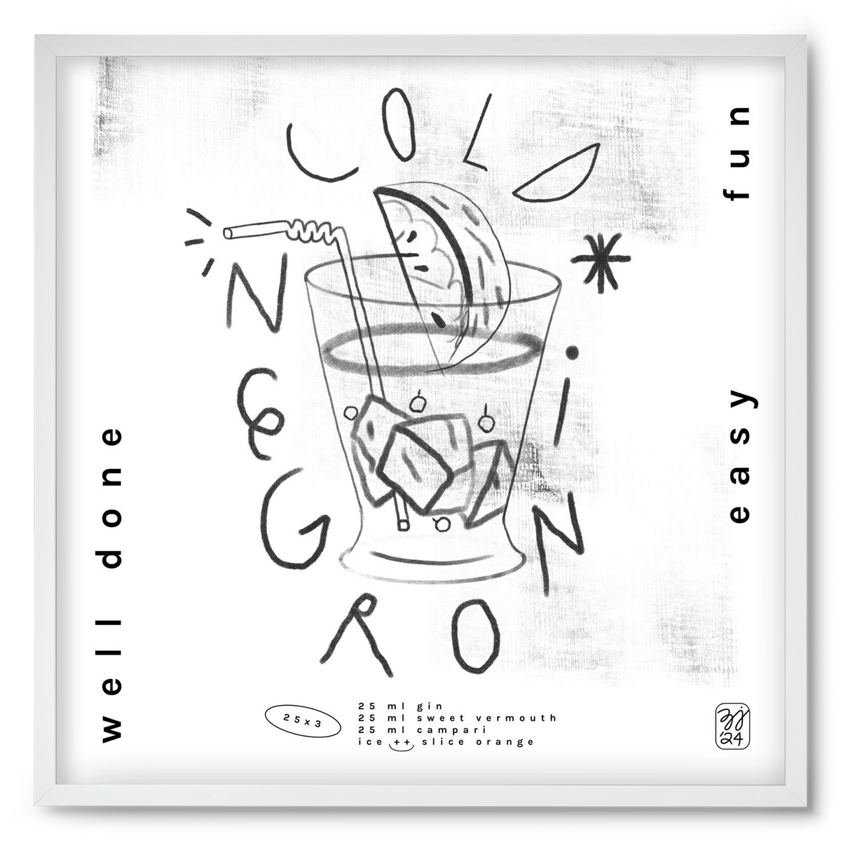 Negroni, 50x50 cm (50x50 cm), Fehér keret