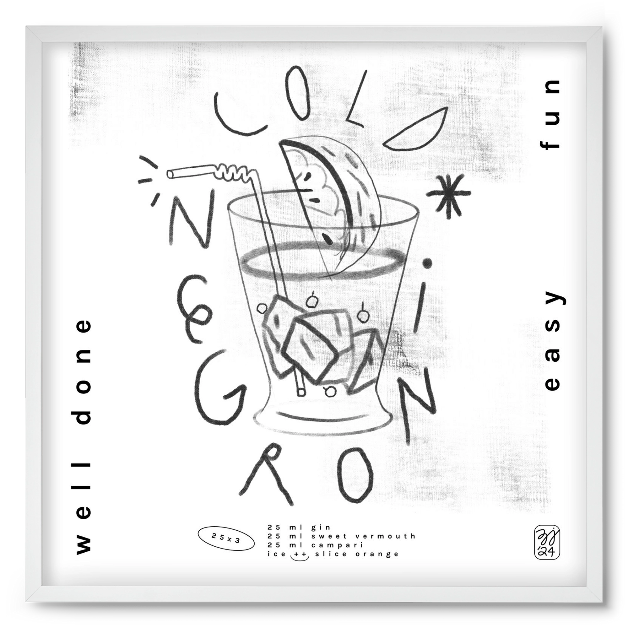 Negroni, 50x50 cm (50x50 cm), Fehér keret