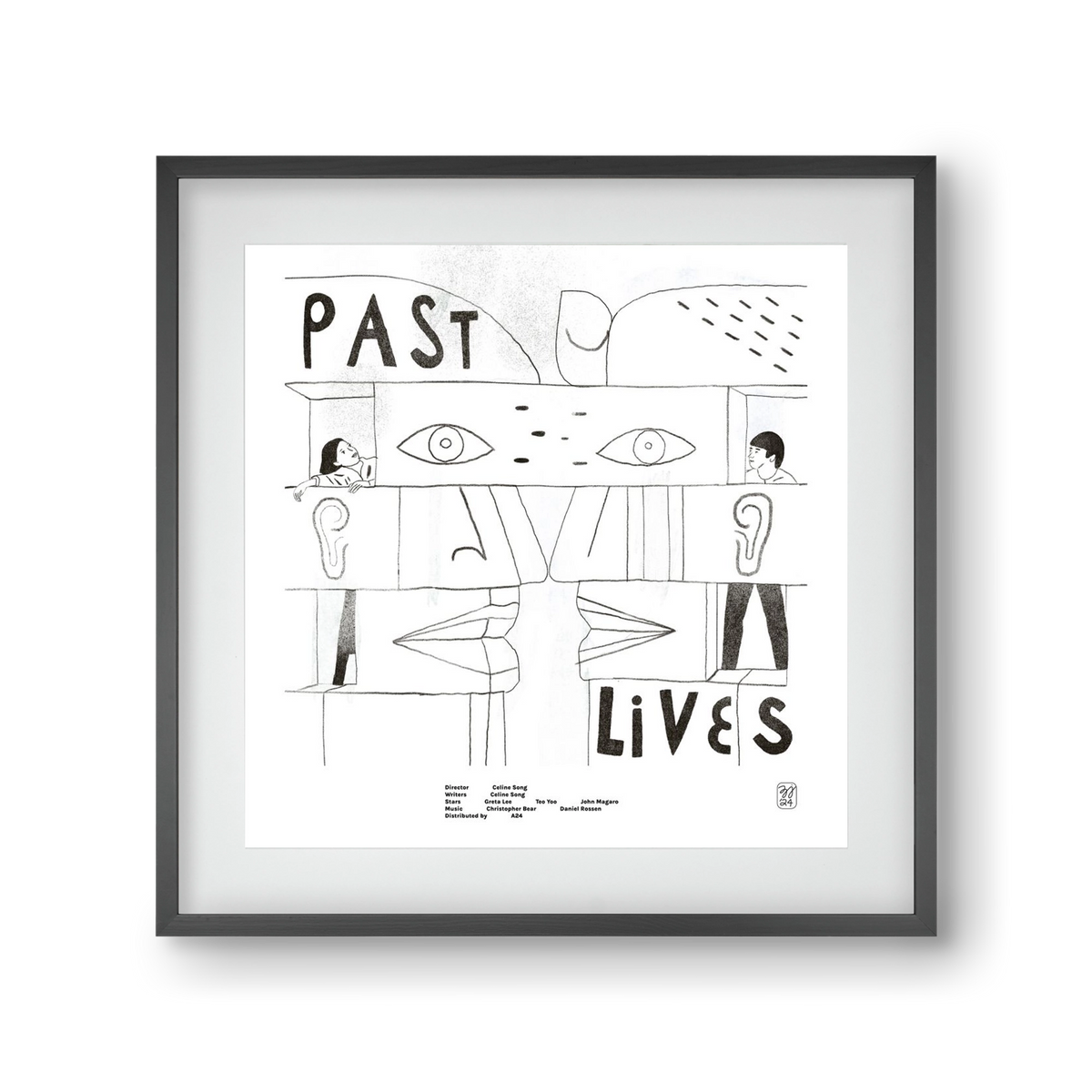 Past Lives, 30x30 cm (20x20 cm), Fekete keret, paszpartuval