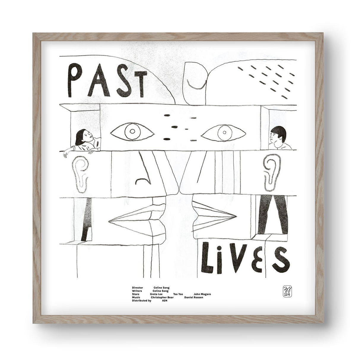 Past Lives, 40x40 cm (40x40 cm), Tölgy keret