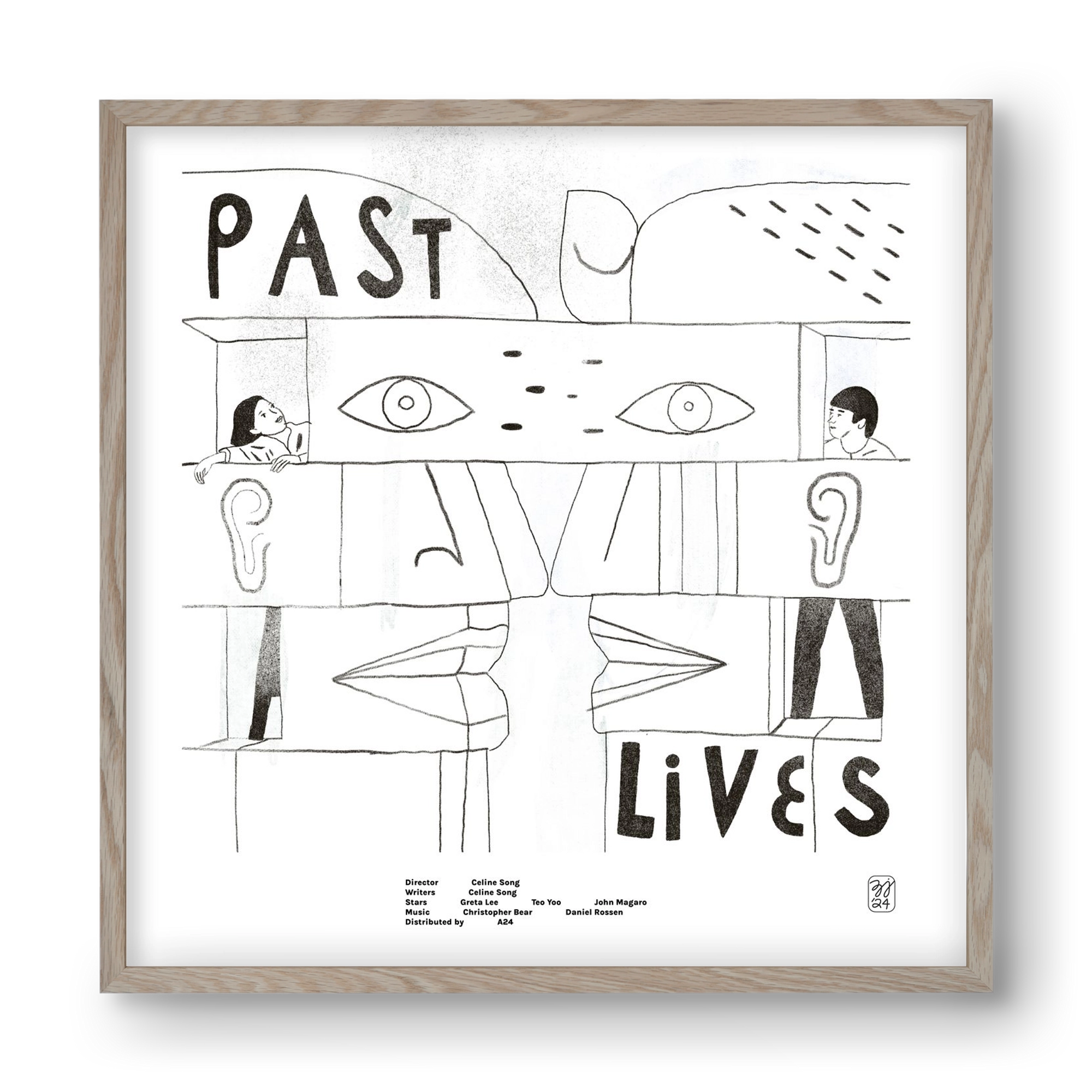 Past Lives, 40x40 cm (40x40 cm), Tölgy keret
