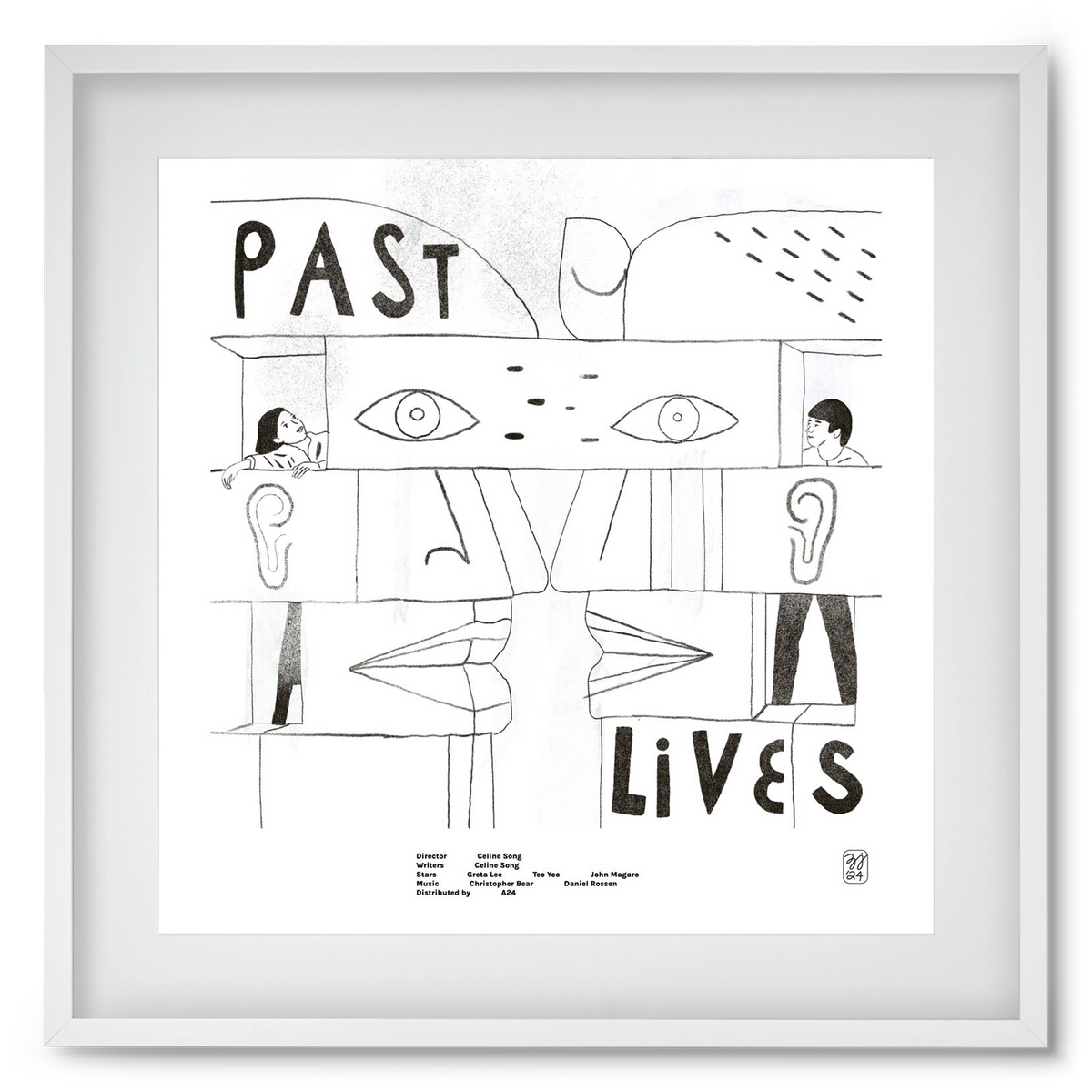 Past Lives, 50x50 cm (40x40 cm), Fehér keret, paszpartuval