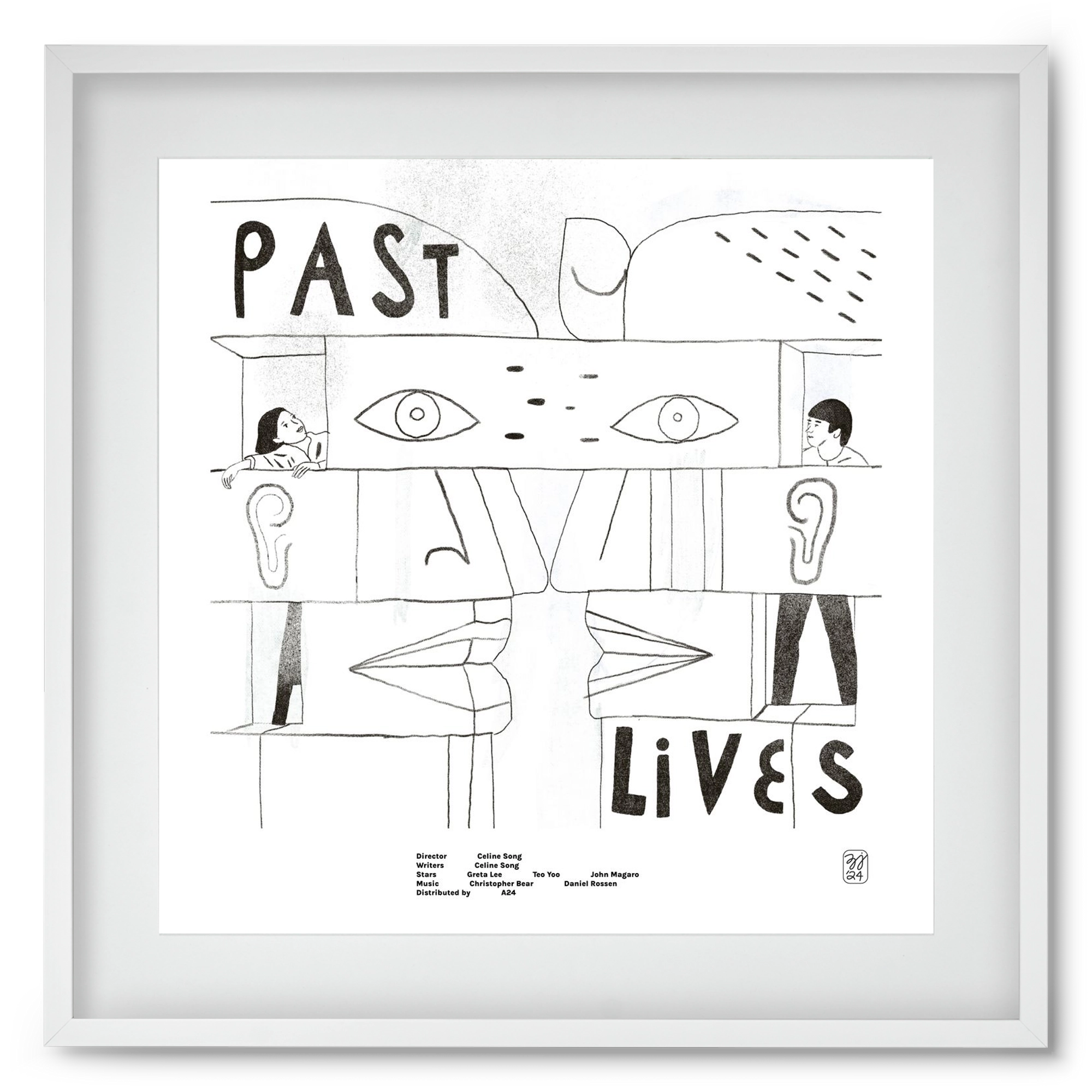 Past Lives, 50x50 cm (40x40 cm), Fehér keret, paszpartuval