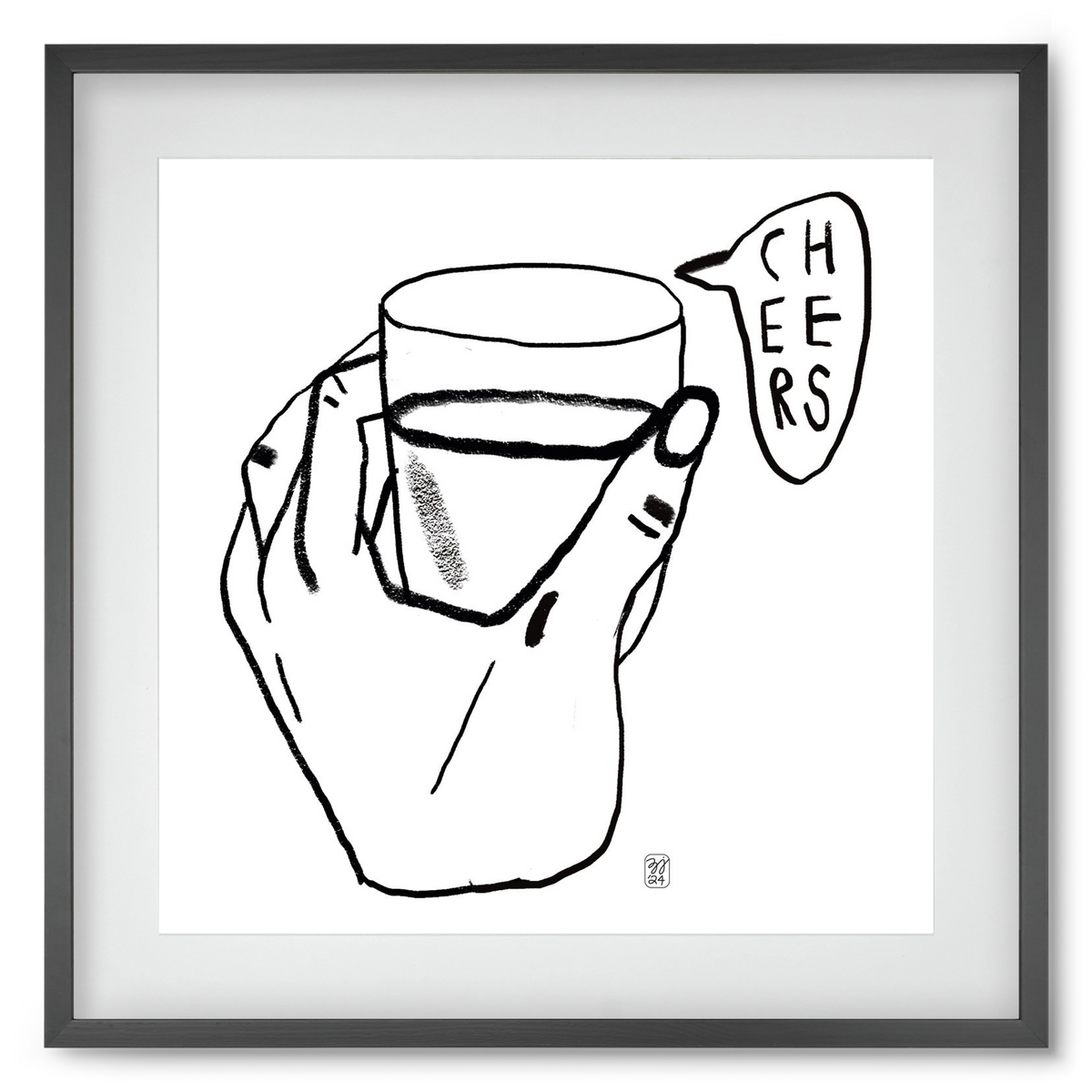 Cheers, 50x50 cm (40x40 cm), Fekete keret, paszpartuval