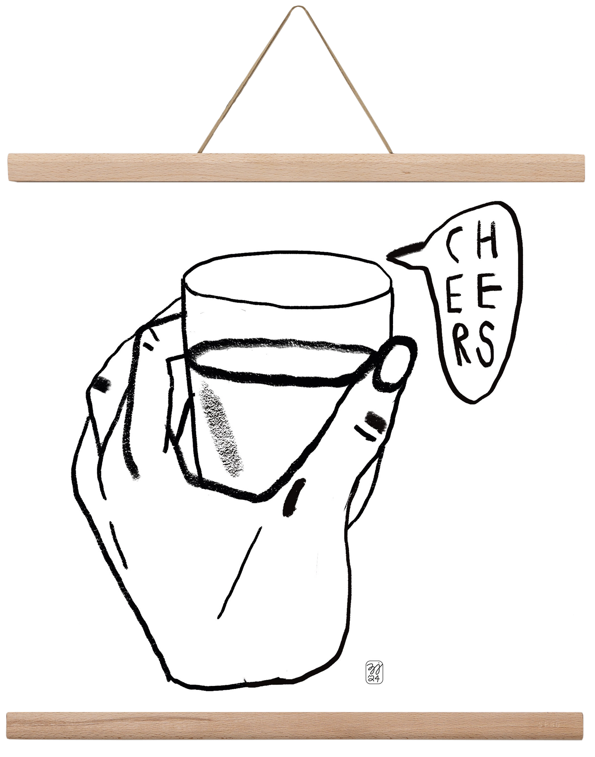 Cheers, 40x40 cm (40x40 cm), Tölgy akasztó