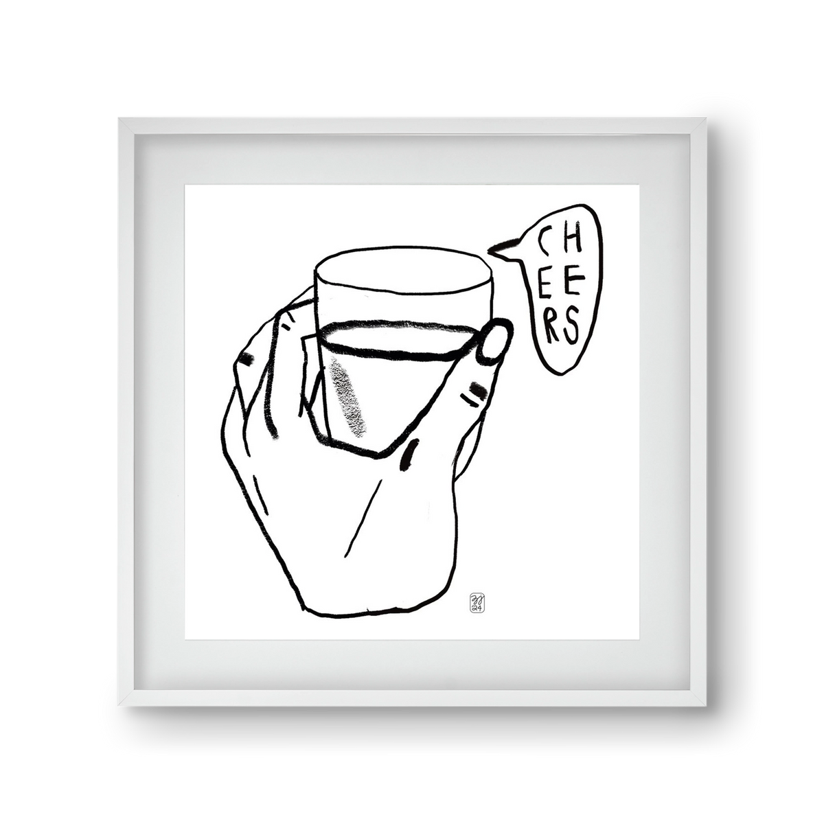 Cheers, 30x30 cm (20x20 cm), Fehér keret, paszpartuval