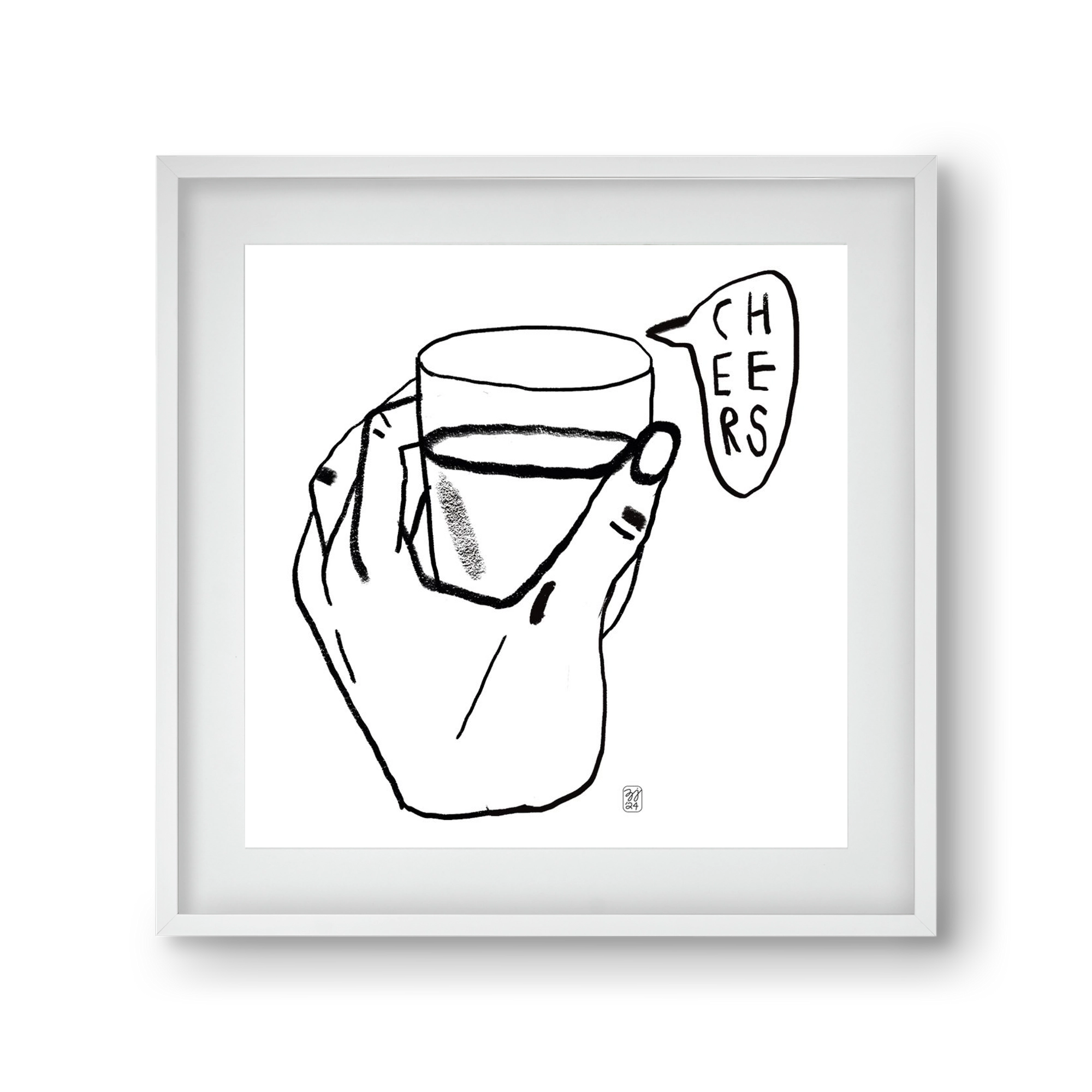 Cheers, 30x30 cm (20x20 cm), Fehér keret, paszpartuval