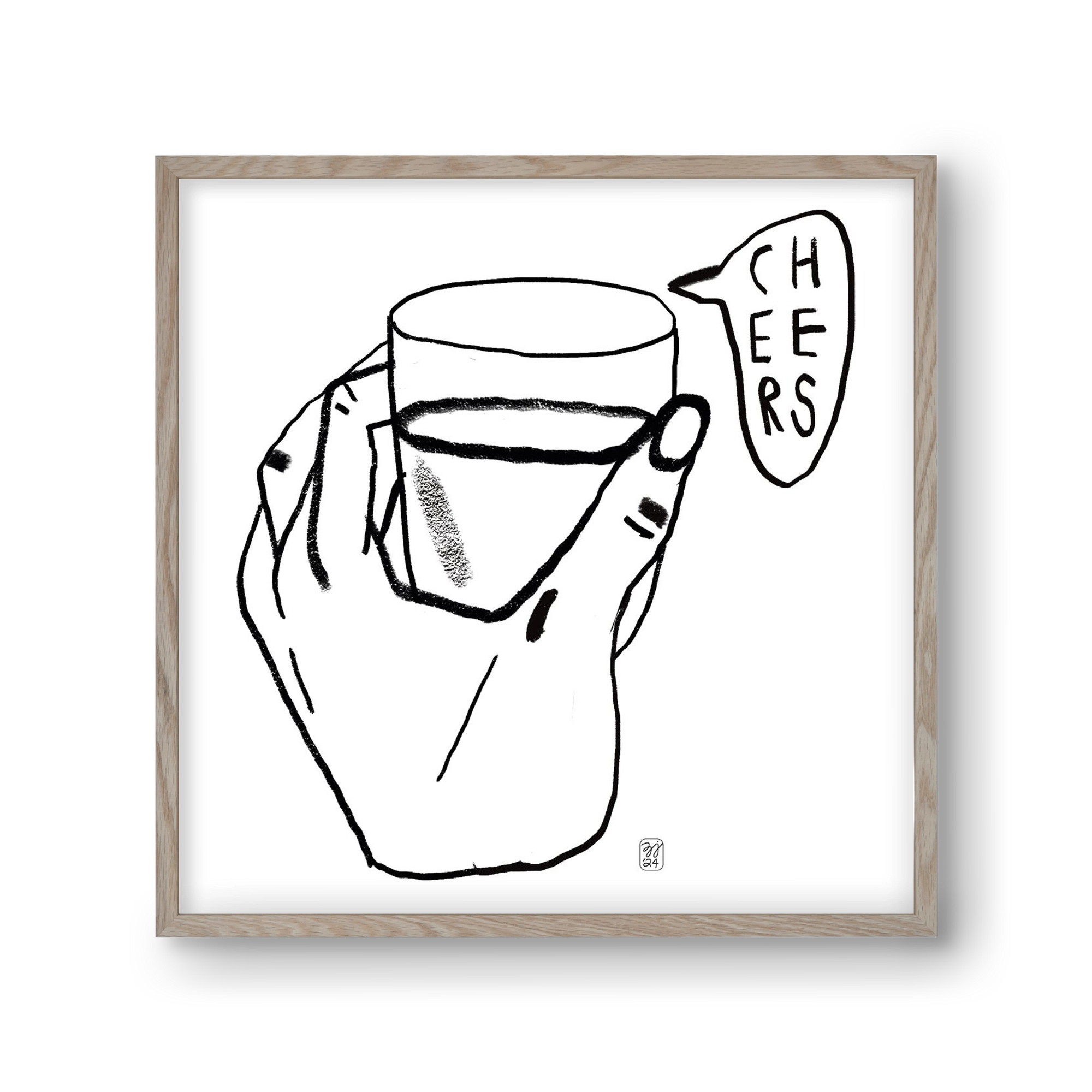 Cheers, 30x30 cm (30x30 cm), Tölgy keret