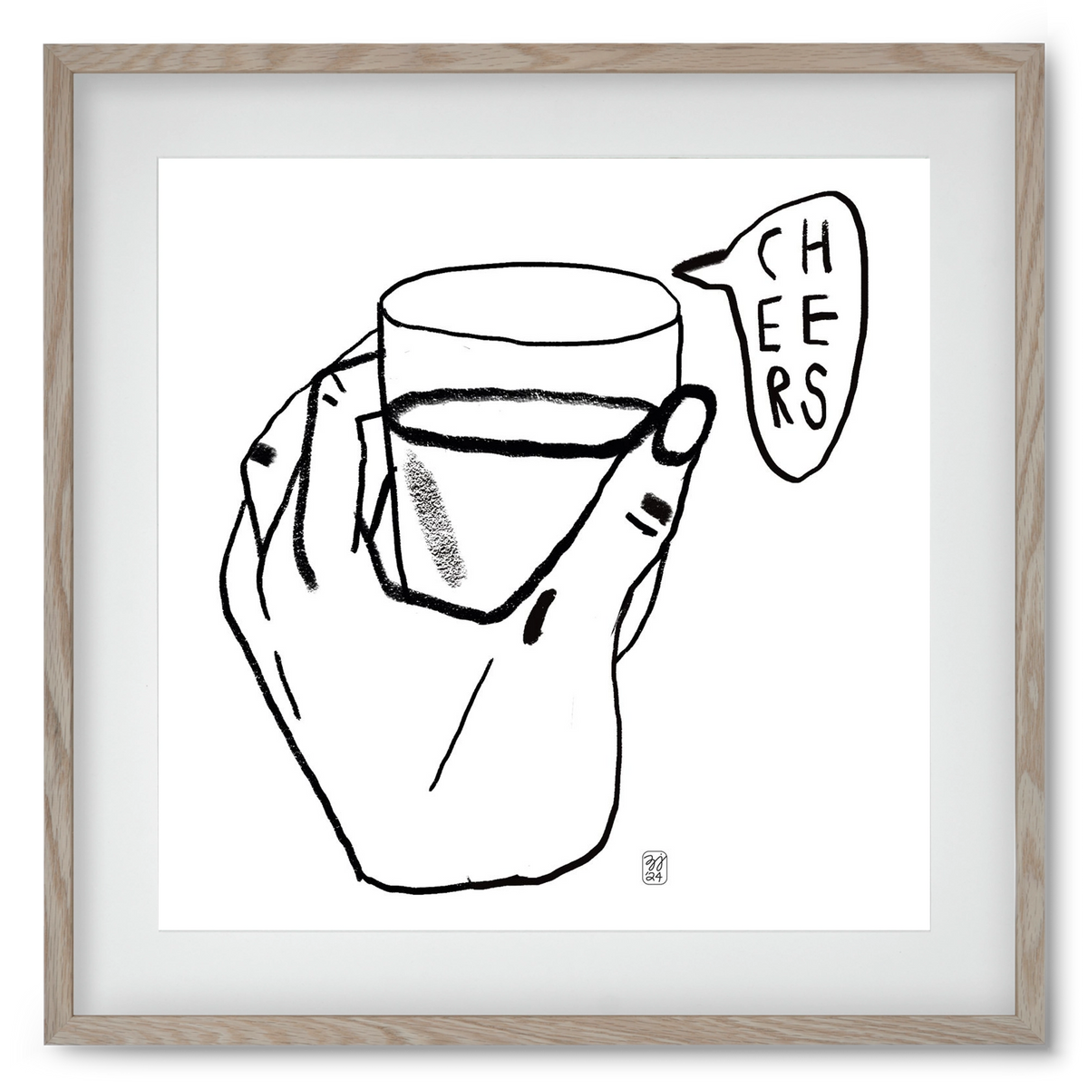 Cheers, 50x50 cm (40x40 cm), Tölgy keret, paszpartuval