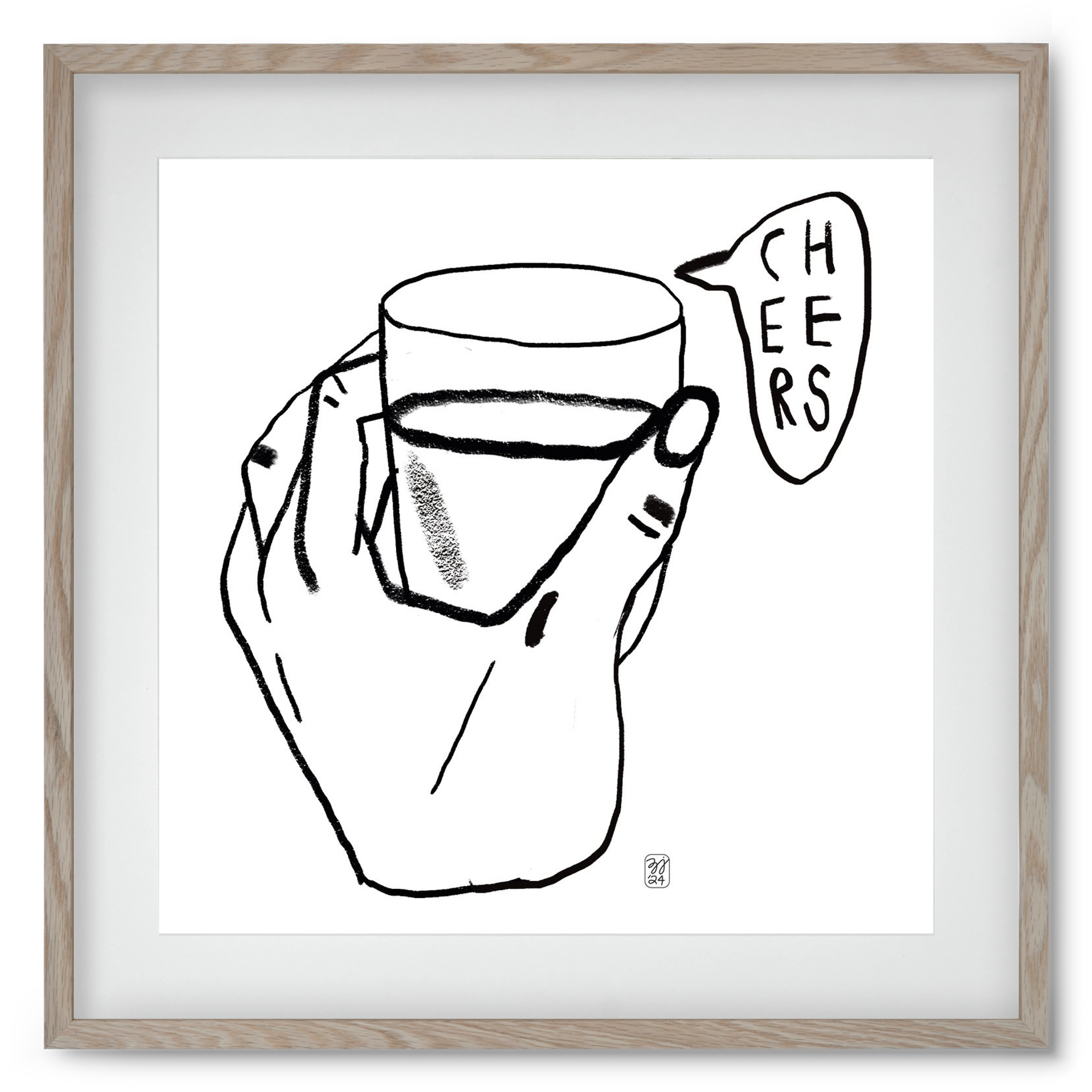 Cheers, 50x50 cm (40x40 cm), Tölgy keret, paszpartuval