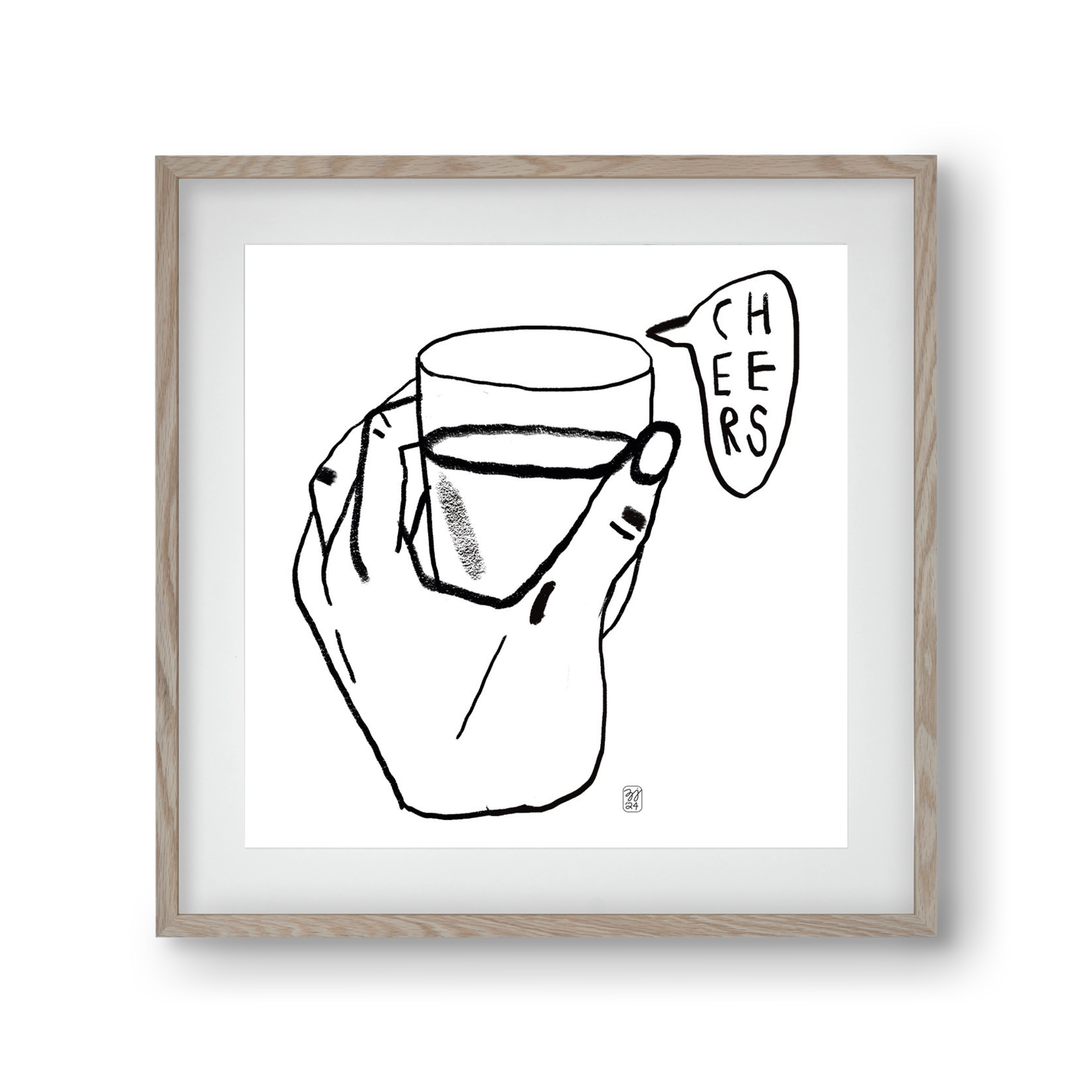 Cheers, 30x30 cm (20x20 cm), Tölgy keret, paszpartuval