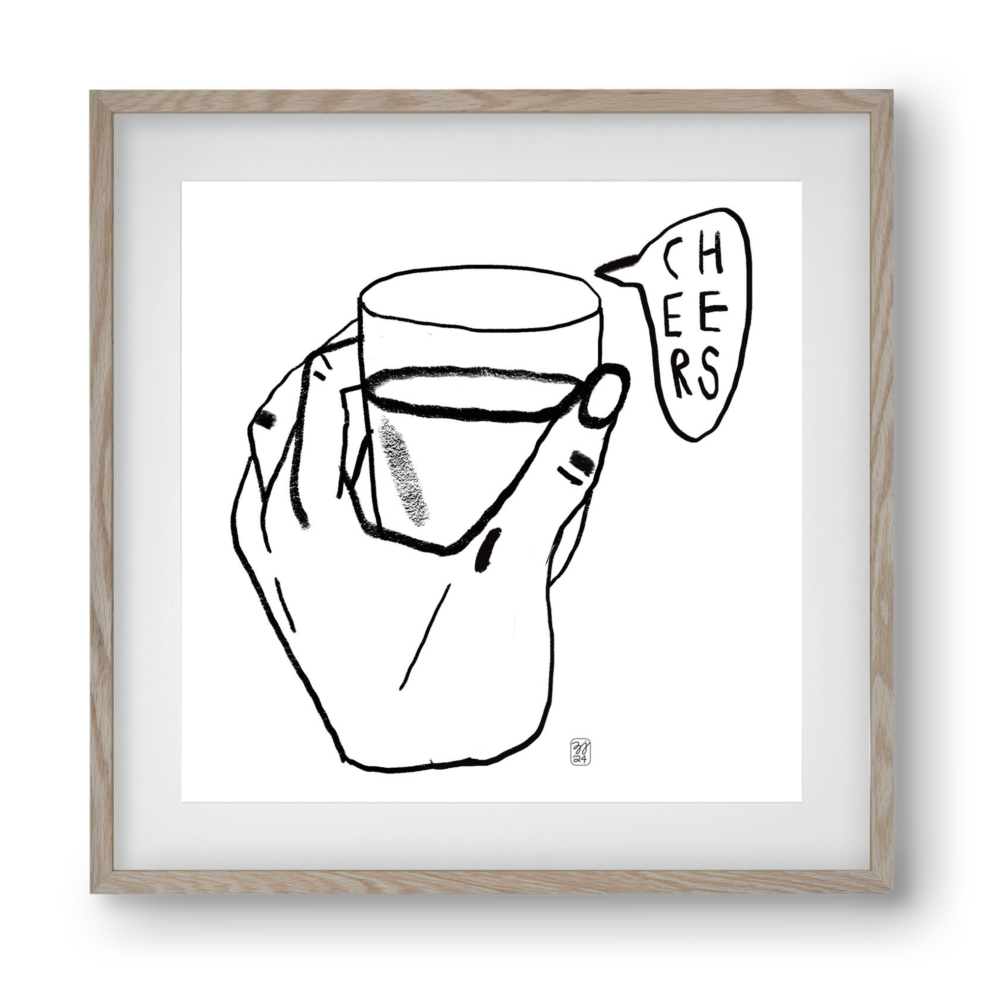 Cheers, 40x40 cm (30x30 cm), Tölgy keret, paszpartuval