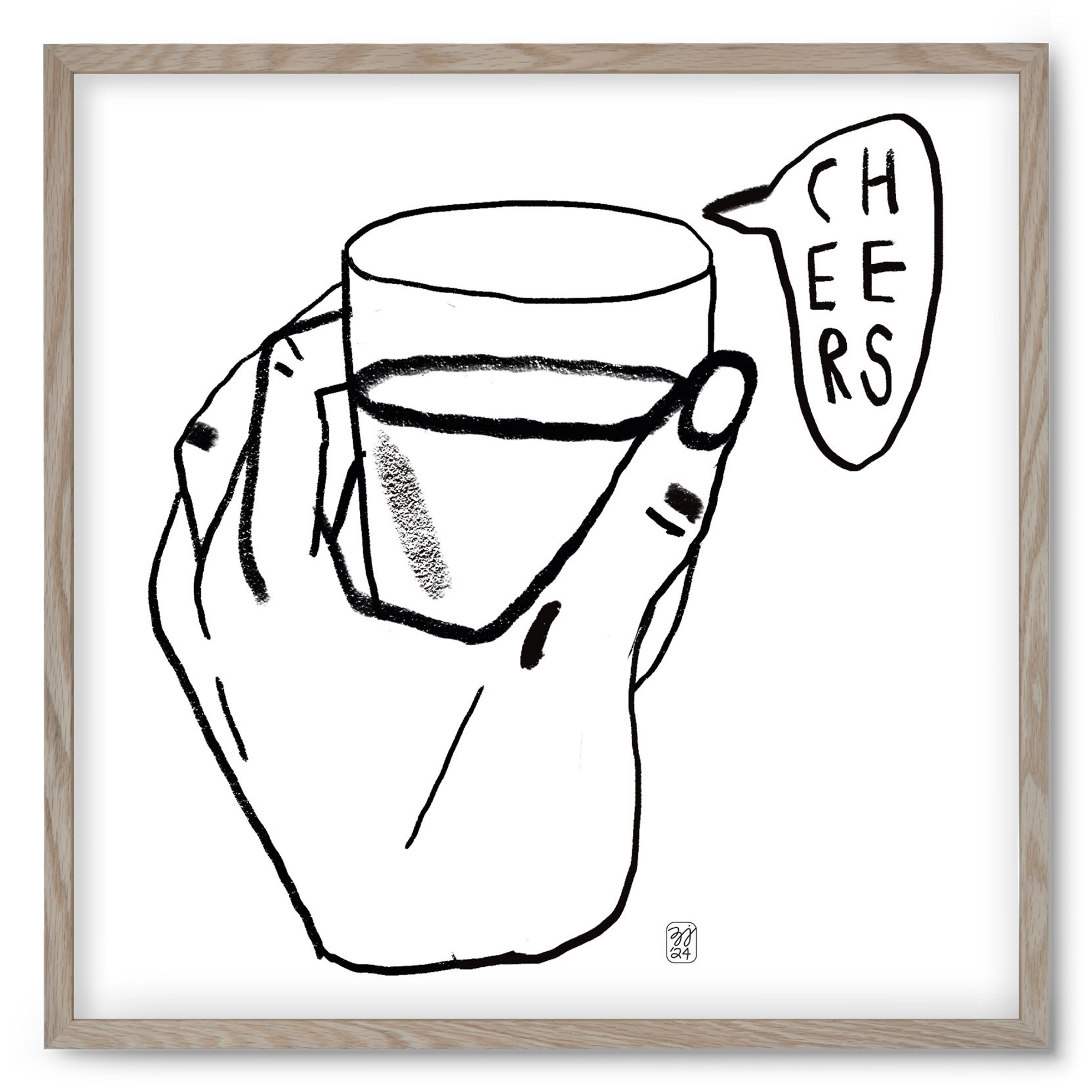 Cheers, 50x50 cm (50x50 cm), Tölgy keret