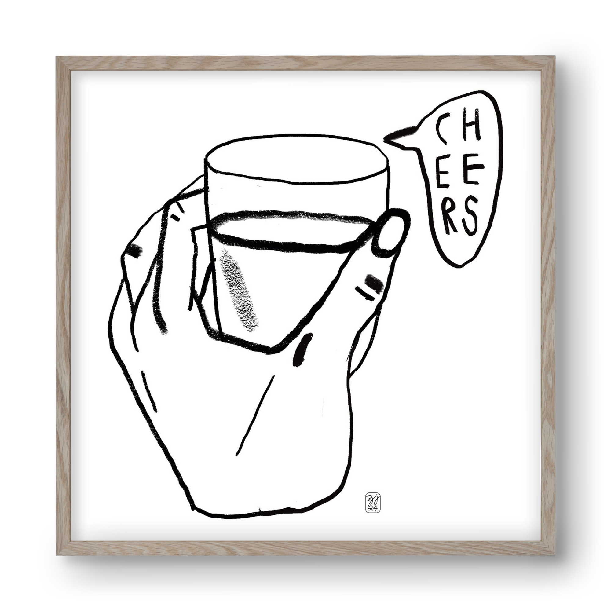 Cheers, 40x40 cm (40x40 cm), Tölgy keret