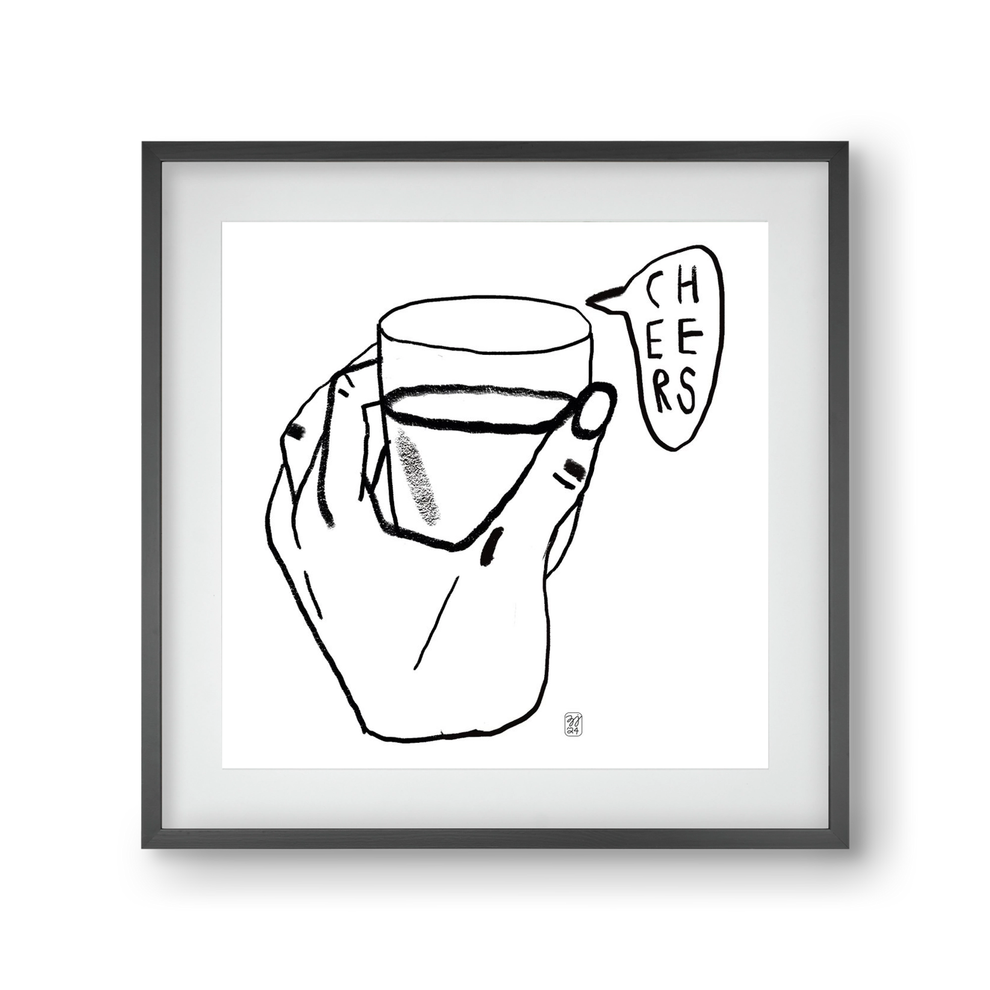 Cheers, 30x30 cm (20x20 cm), Fekete keret, paszpartuval