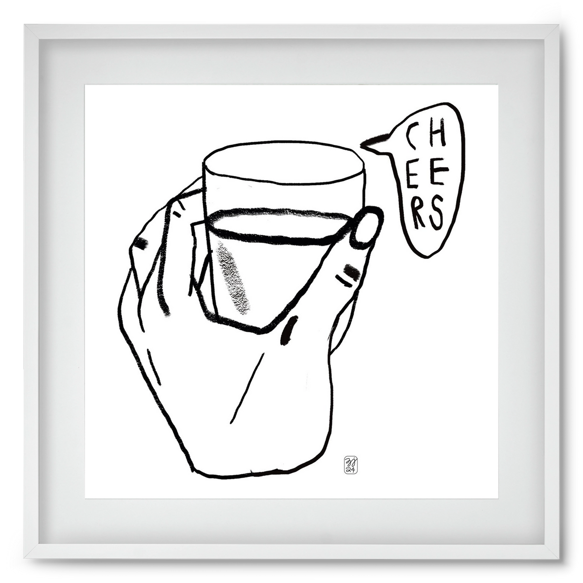 Cheers, 50x50 cm (40x40 cm), Fehér keret, paszpartuval