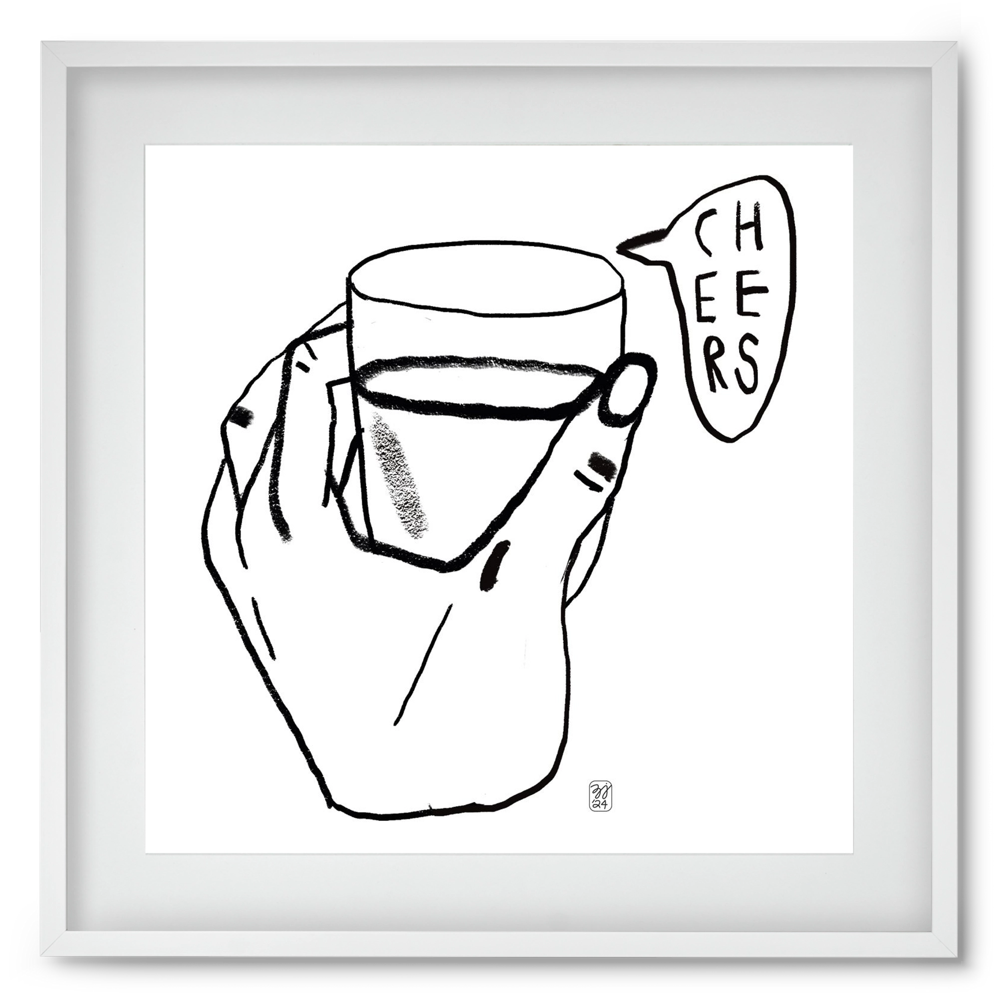 Cheers, 50x50 cm (40x40 cm), Fehér keret, paszpartuval