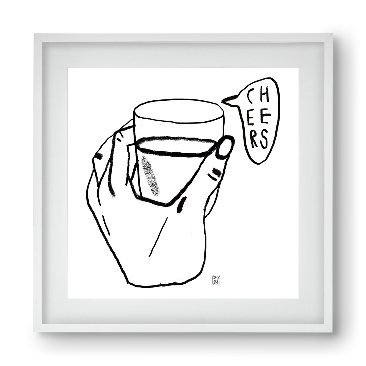 Cheers, 40x40 cm (30x30 cm), Fehér keret, paszpartuval