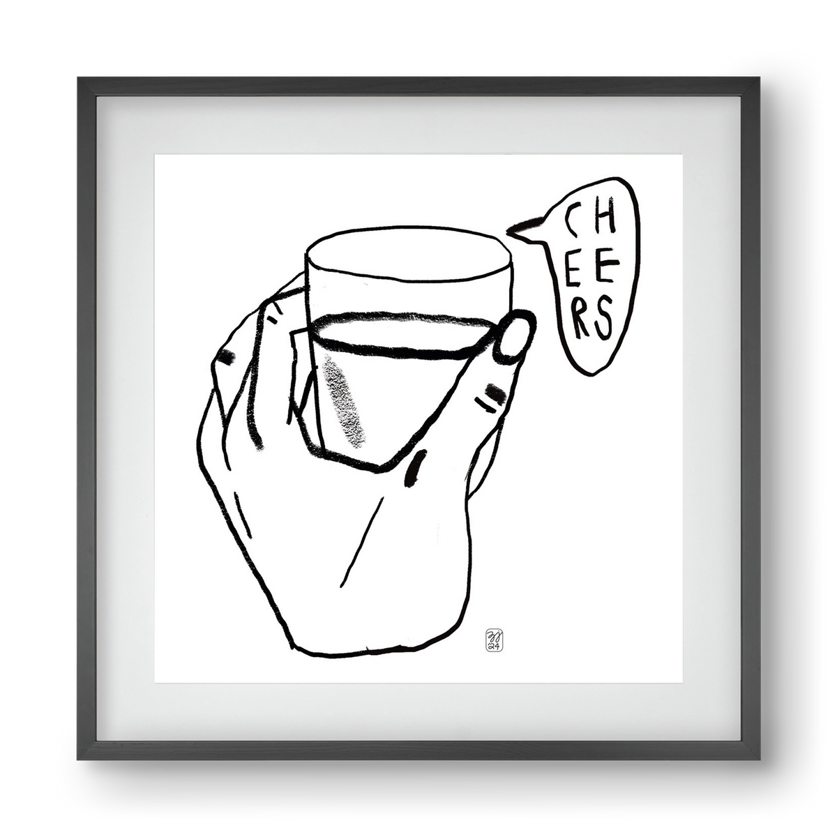 Cheers, 40x40 cm (30x30 cm), Fekete keret, paszpartuval