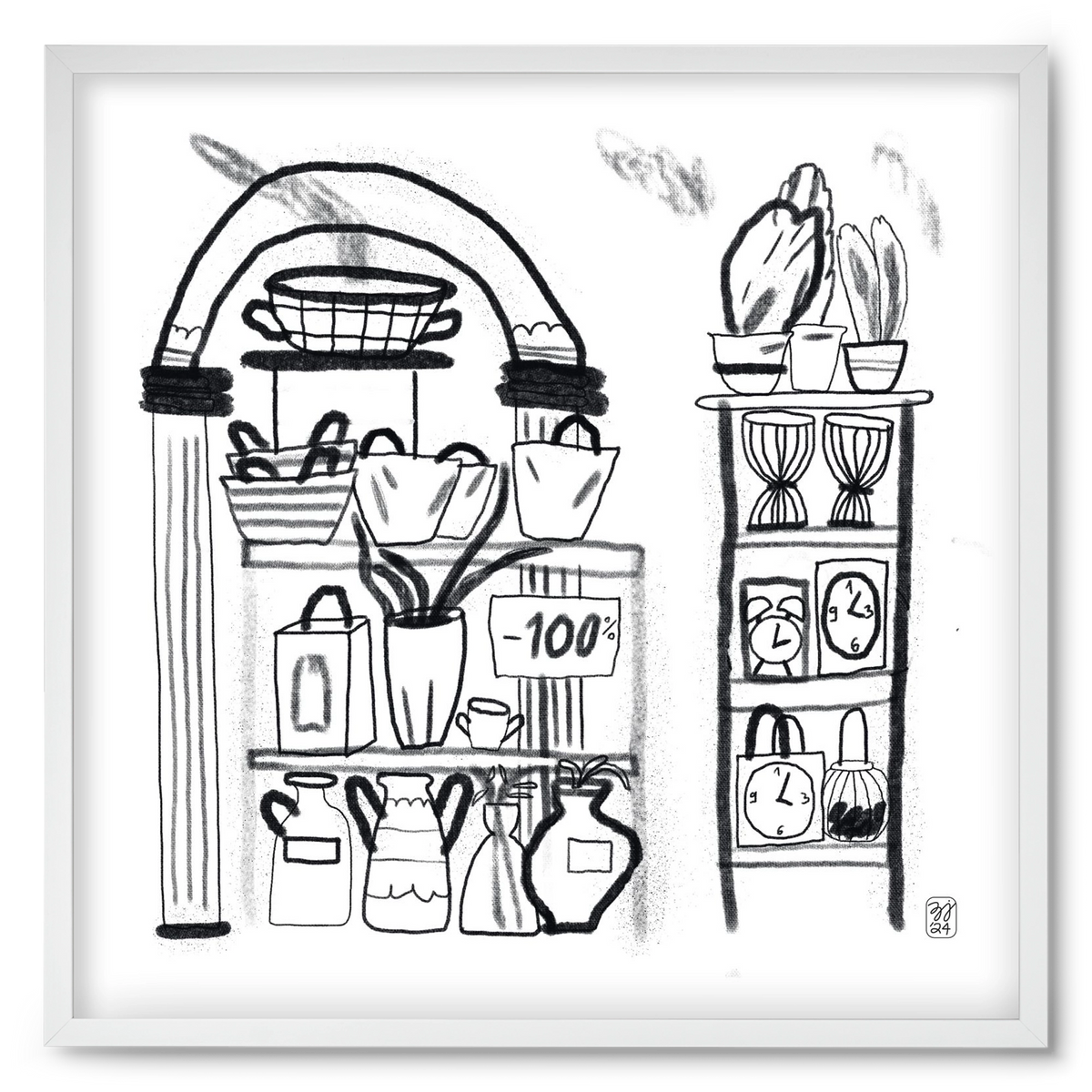 Minus 100%, 50x50 cm (50x50 cm), Fehér keret