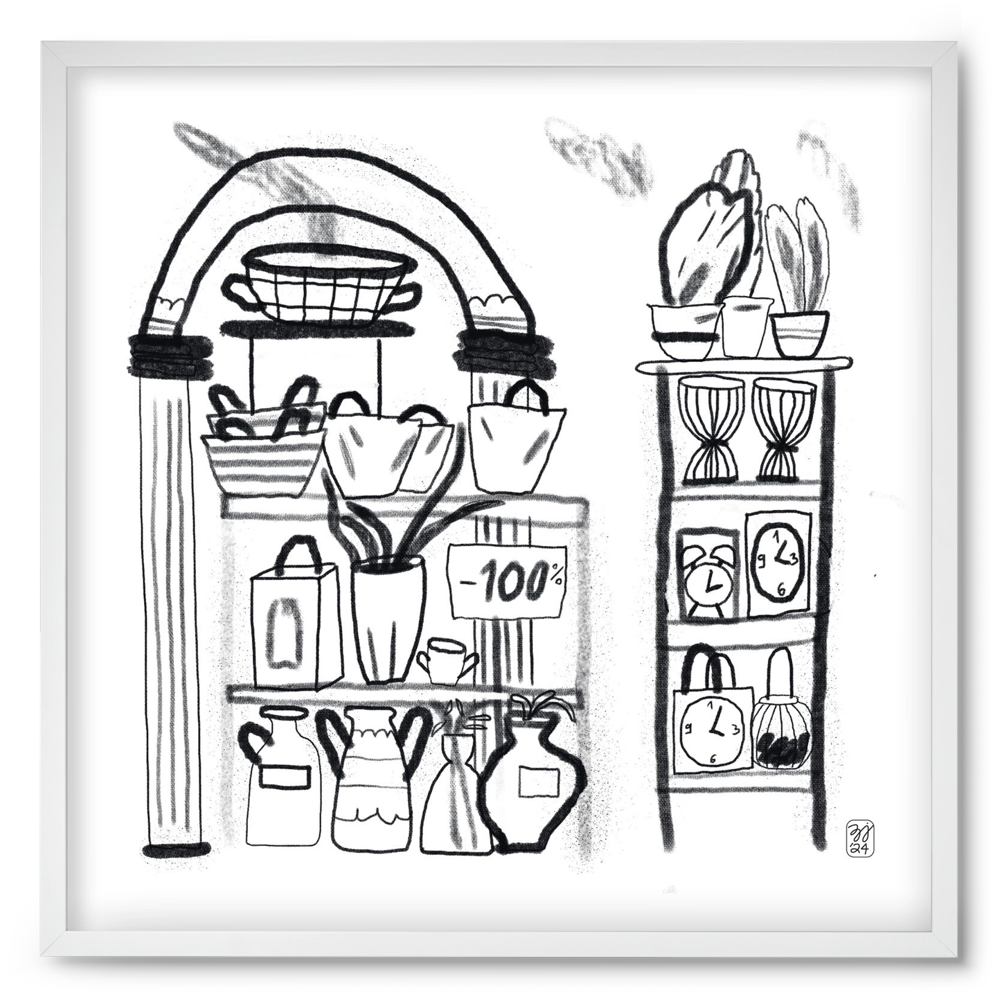 Minus 100%, 50x50 cm (50x50 cm), Fehér keret