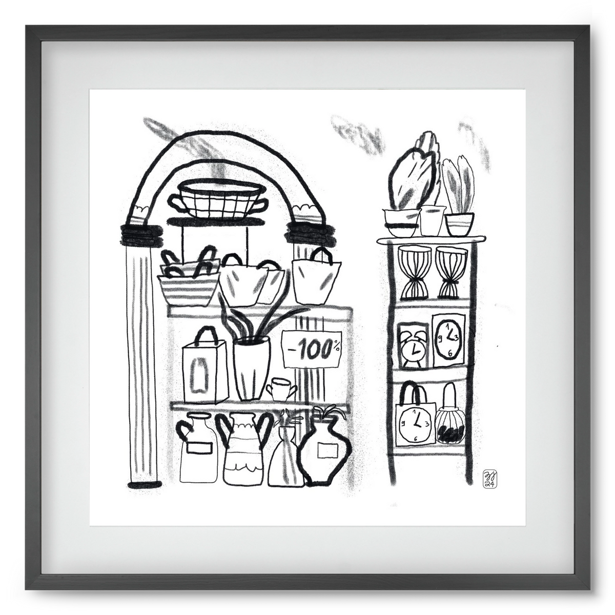 Minus 100%, 50x50 cm (40x40 cm), Fekete keret, paszpartuval