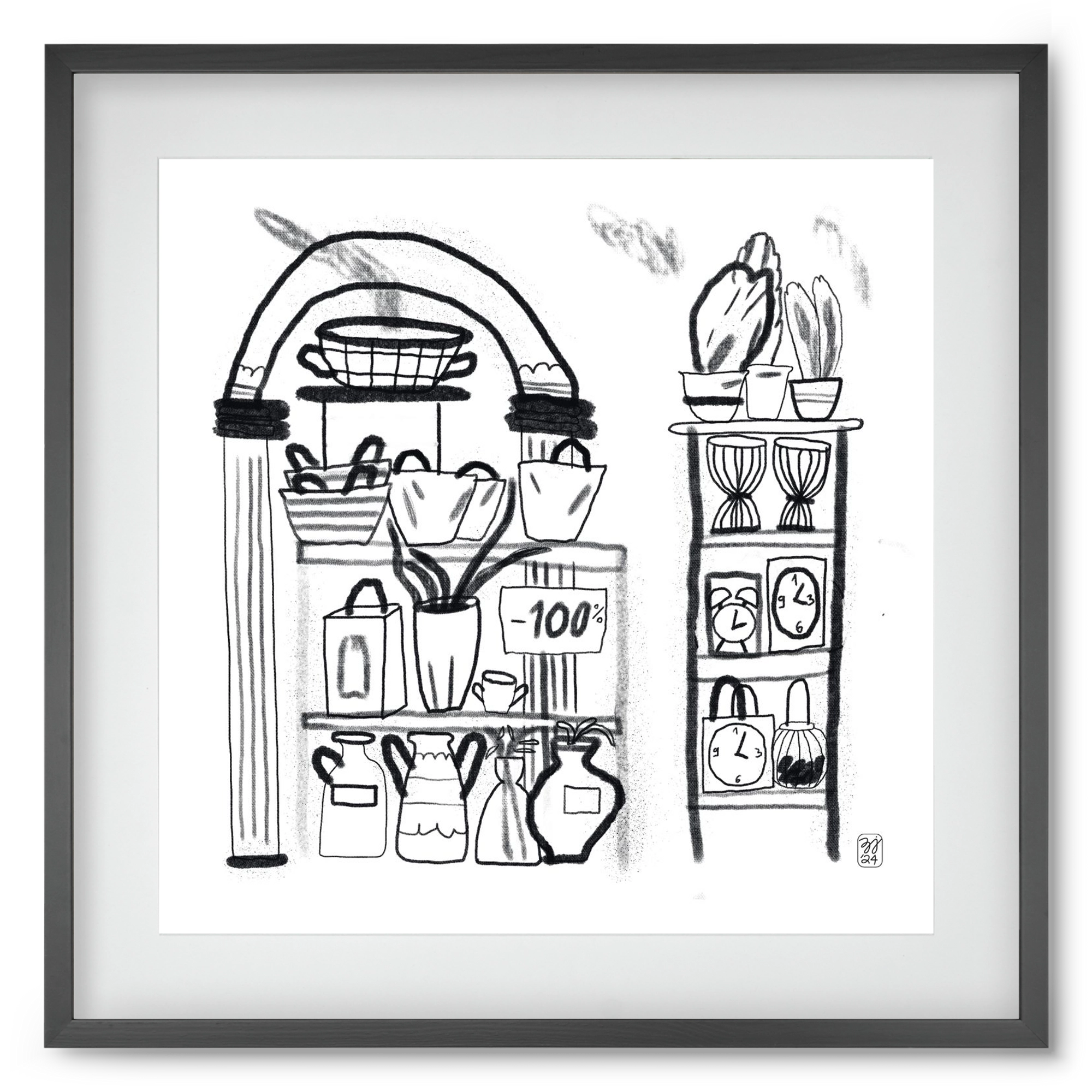 Minus 100%, 50x50 cm (40x40 cm), Fekete keret, paszpartuval