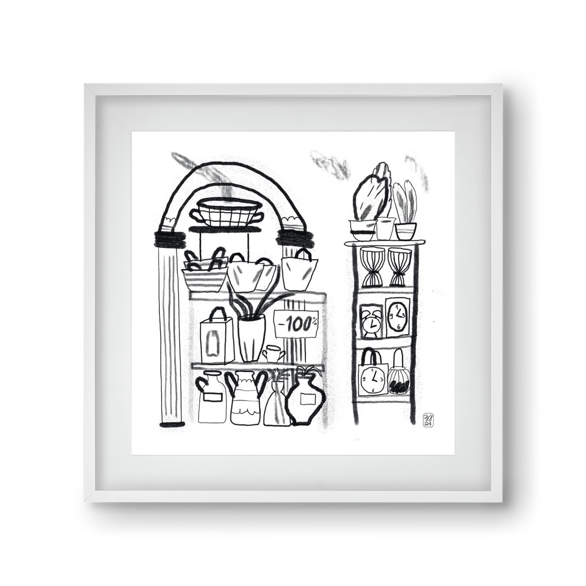 Minus 100%, 30x30 cm (20x20 cm), Fehér keret, paszpartuval