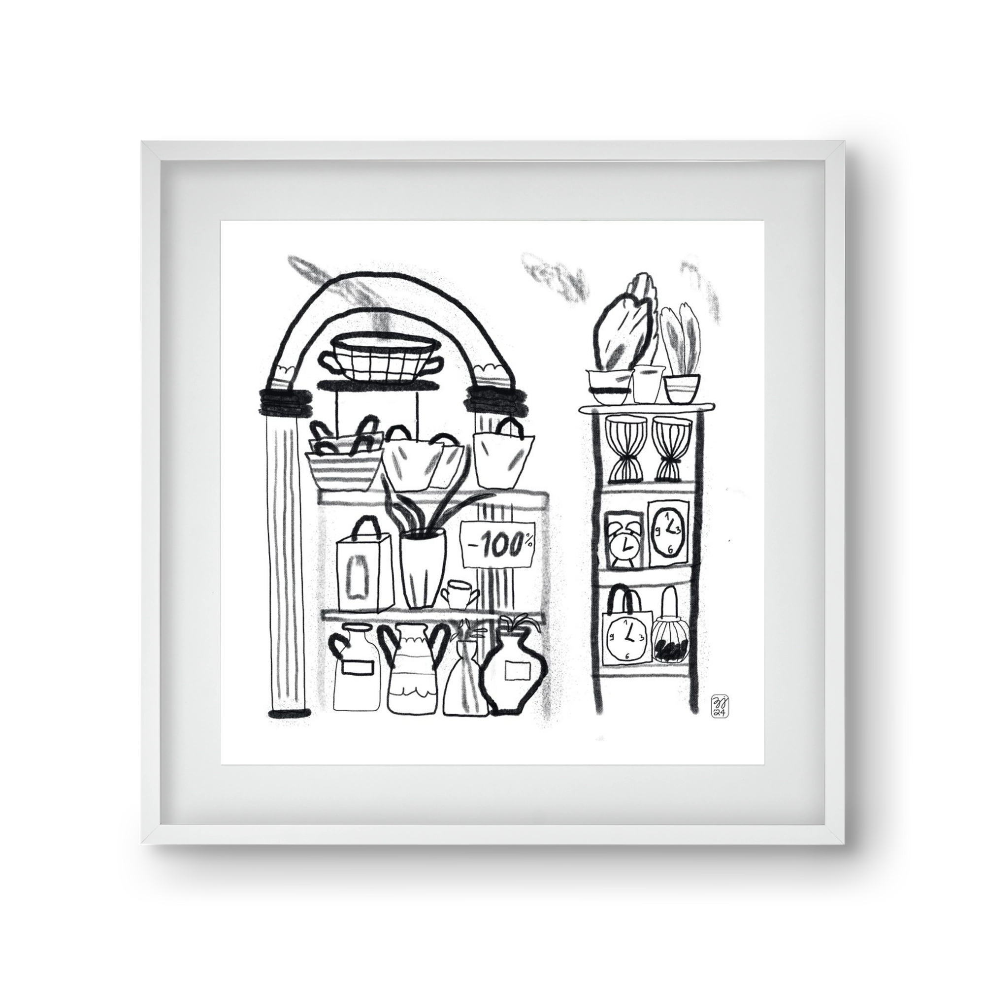 Minus 100%, 30x30 cm (20x20 cm), Fehér keret, paszpartuval