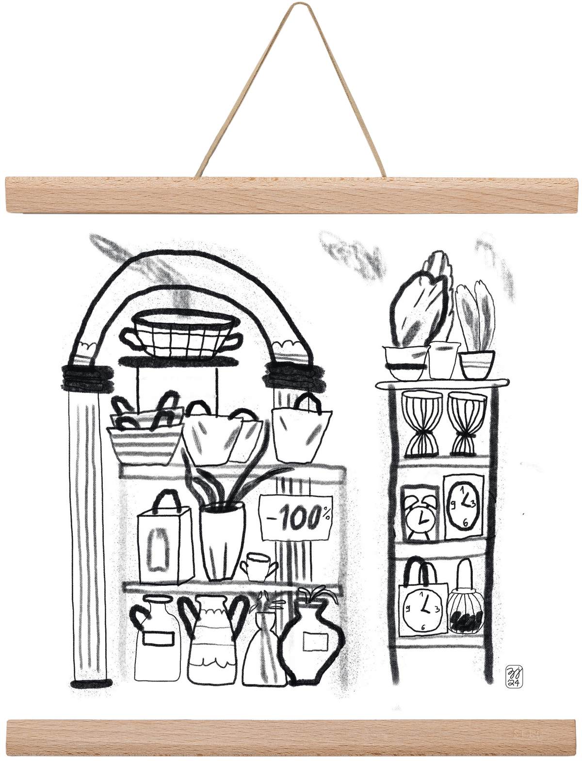 Minus 100%, 30x30 cm (30x30 cm), Tölgy akasztó