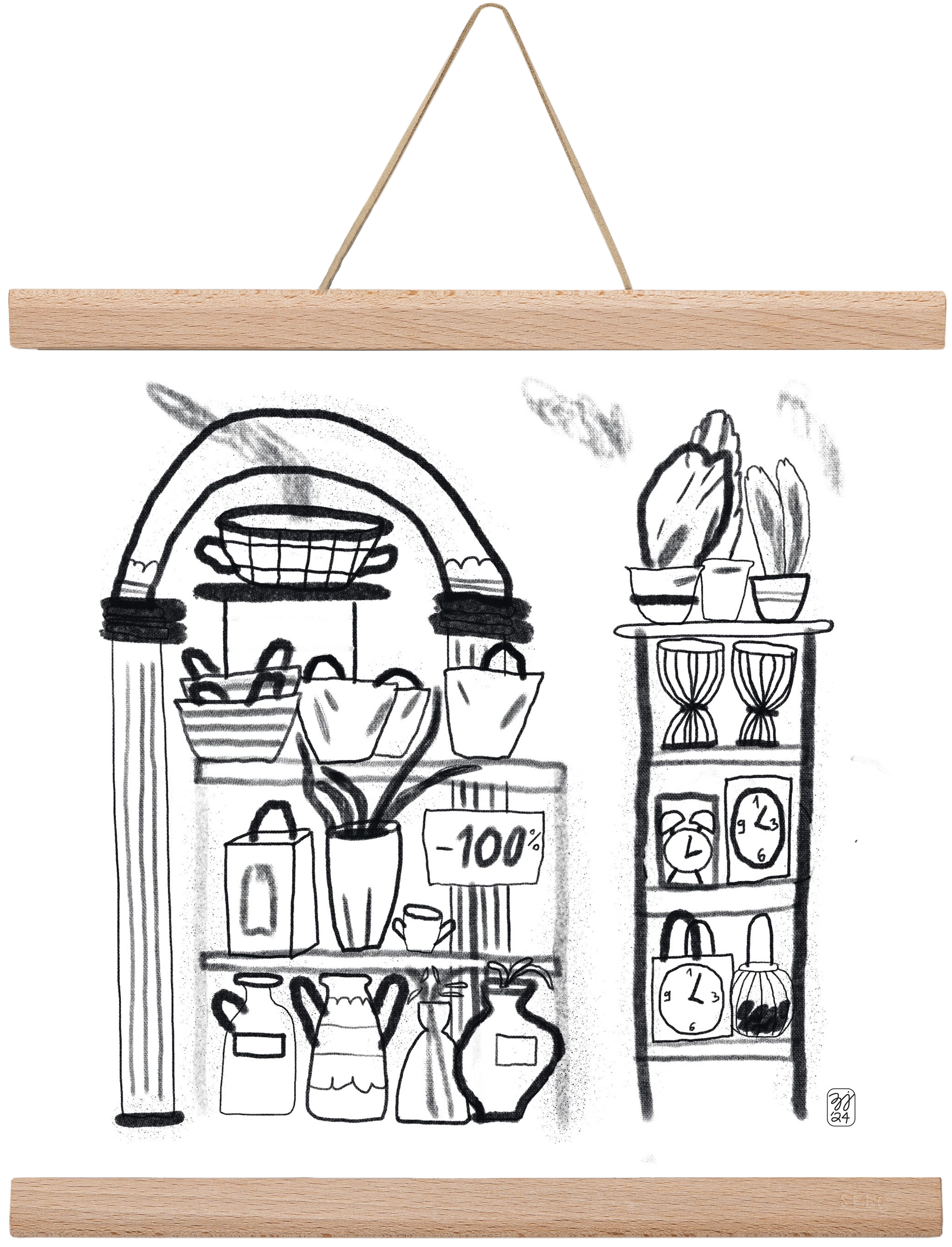 Minus 100%, 30x30 cm (30x30 cm), Tölgy akasztó