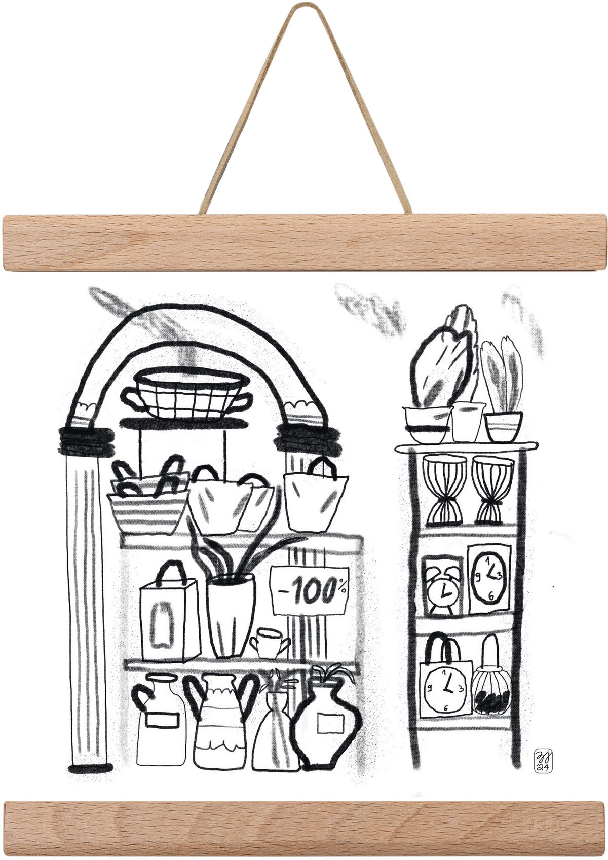 Minus 100%, 20x20 cm (20x20 cm), Tölgy akasztó