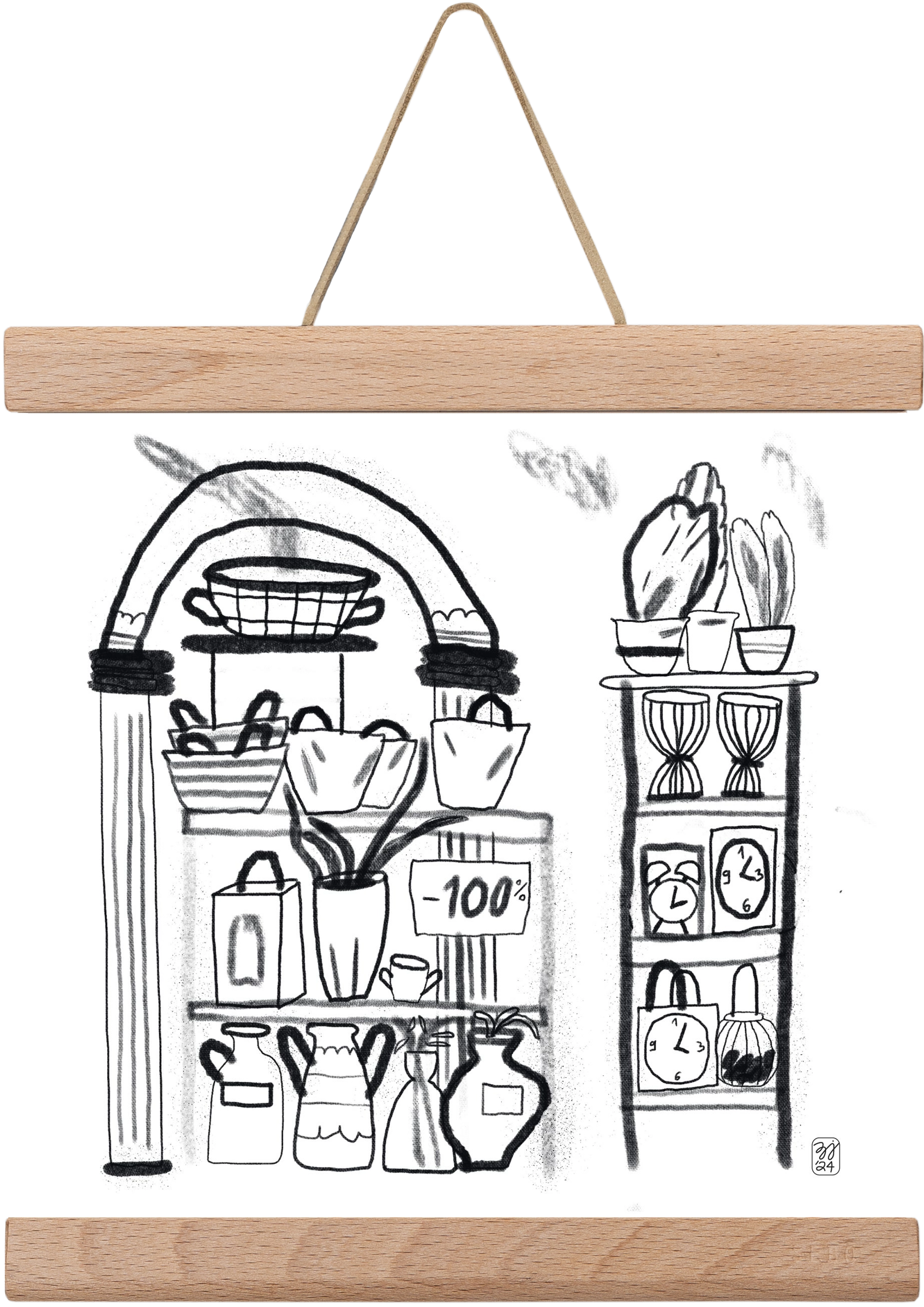 Minus 100%, 20x20 cm (20x20 cm), Tölgy akasztó