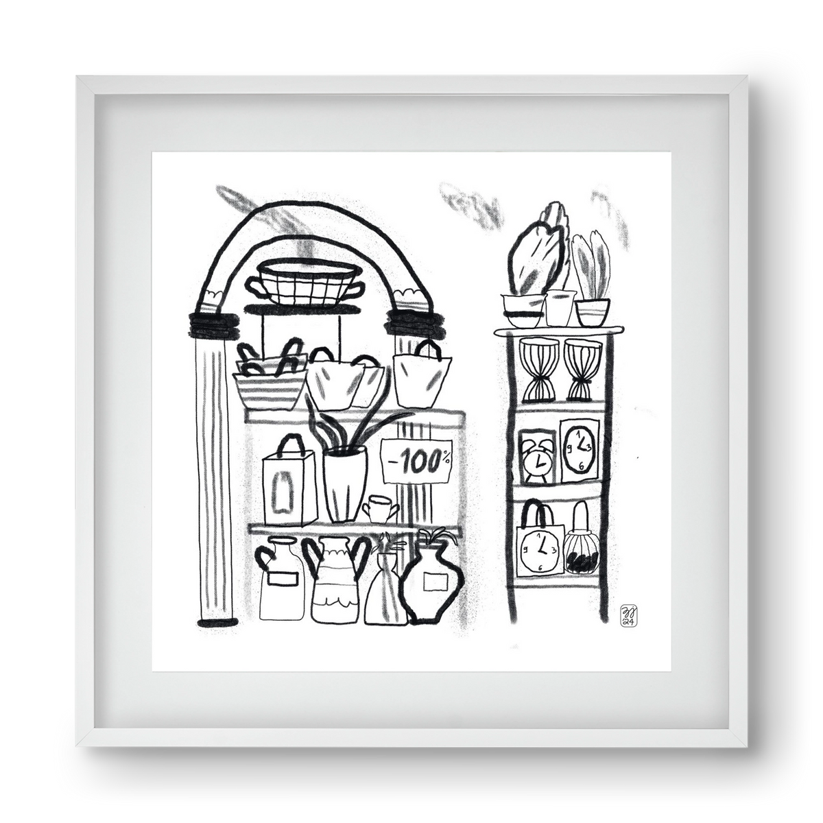 Minus 100%, 40x40 cm (30x30 cm), Fehér keret, paszpartuval
