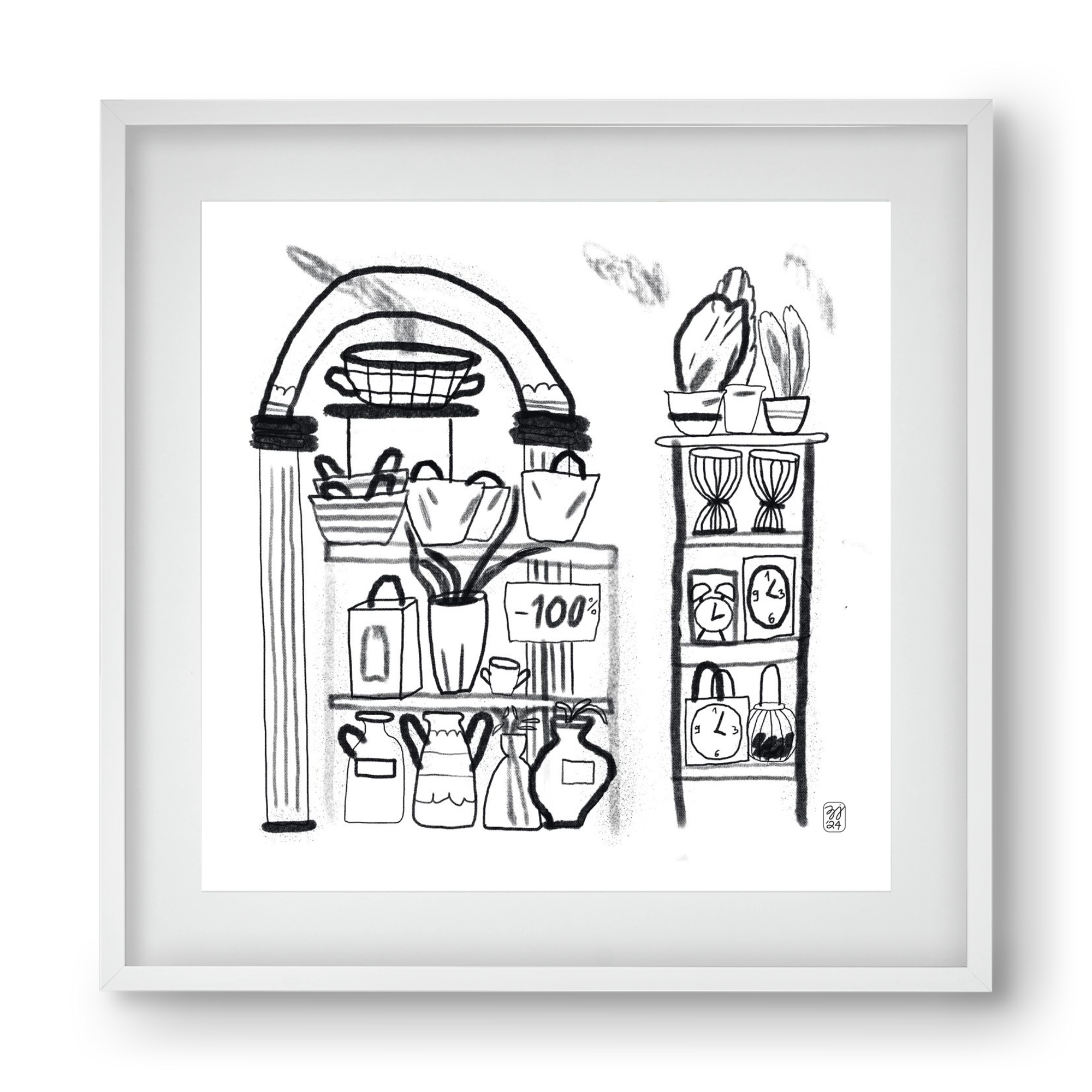 Minus 100%, 40x40 cm (30x30 cm), Fehér keret, paszpartuval