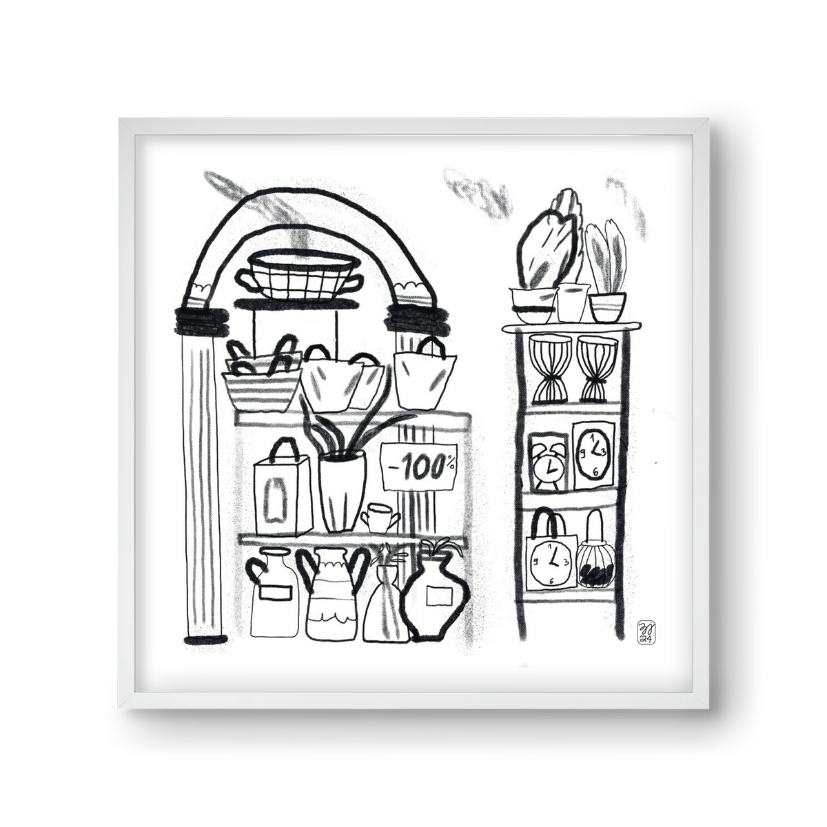 Minus 100%, 30x30 cm (30x30 cm), Fehér keret