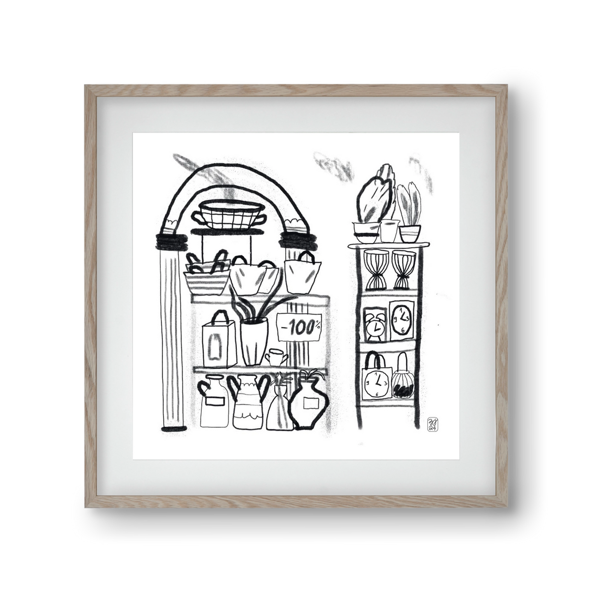 Minus 100%, 30x30 cm (20x20 cm), Tölgy keret, paszpartuval