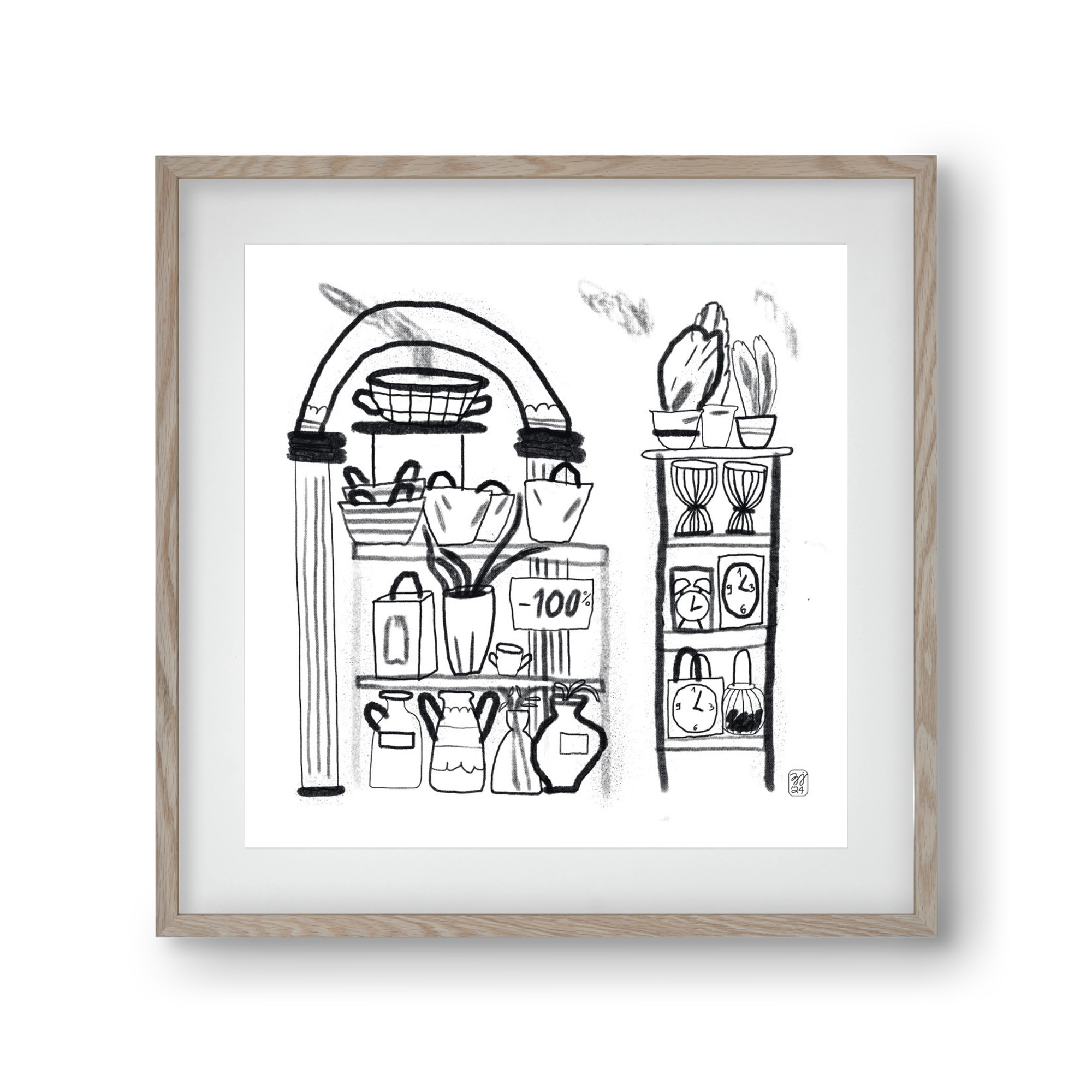 Minus 100%, 30x30 cm (20x20 cm), Tölgy keret, paszpartuval