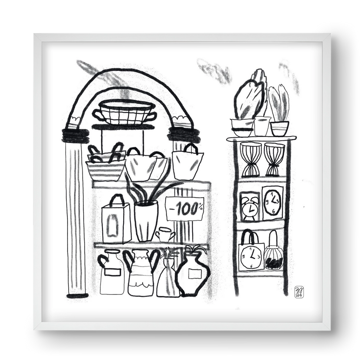 Minus 100%, 40x40 cm (40x40 cm), Fehér keret