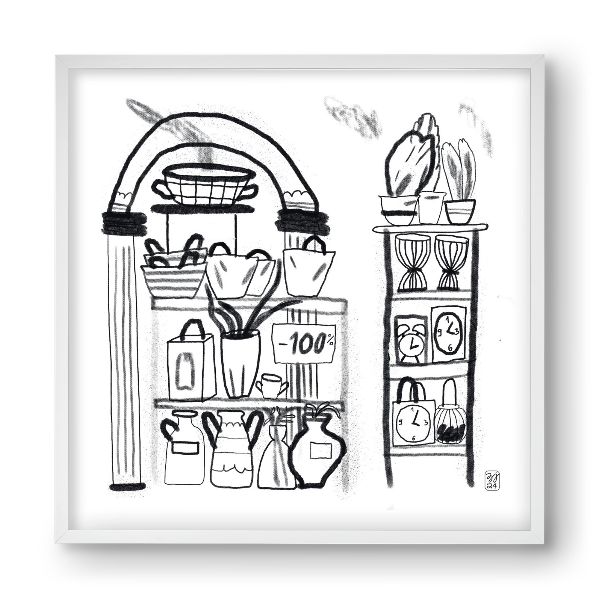 Minus 100%, 40x40 cm (40x40 cm), Fehér keret