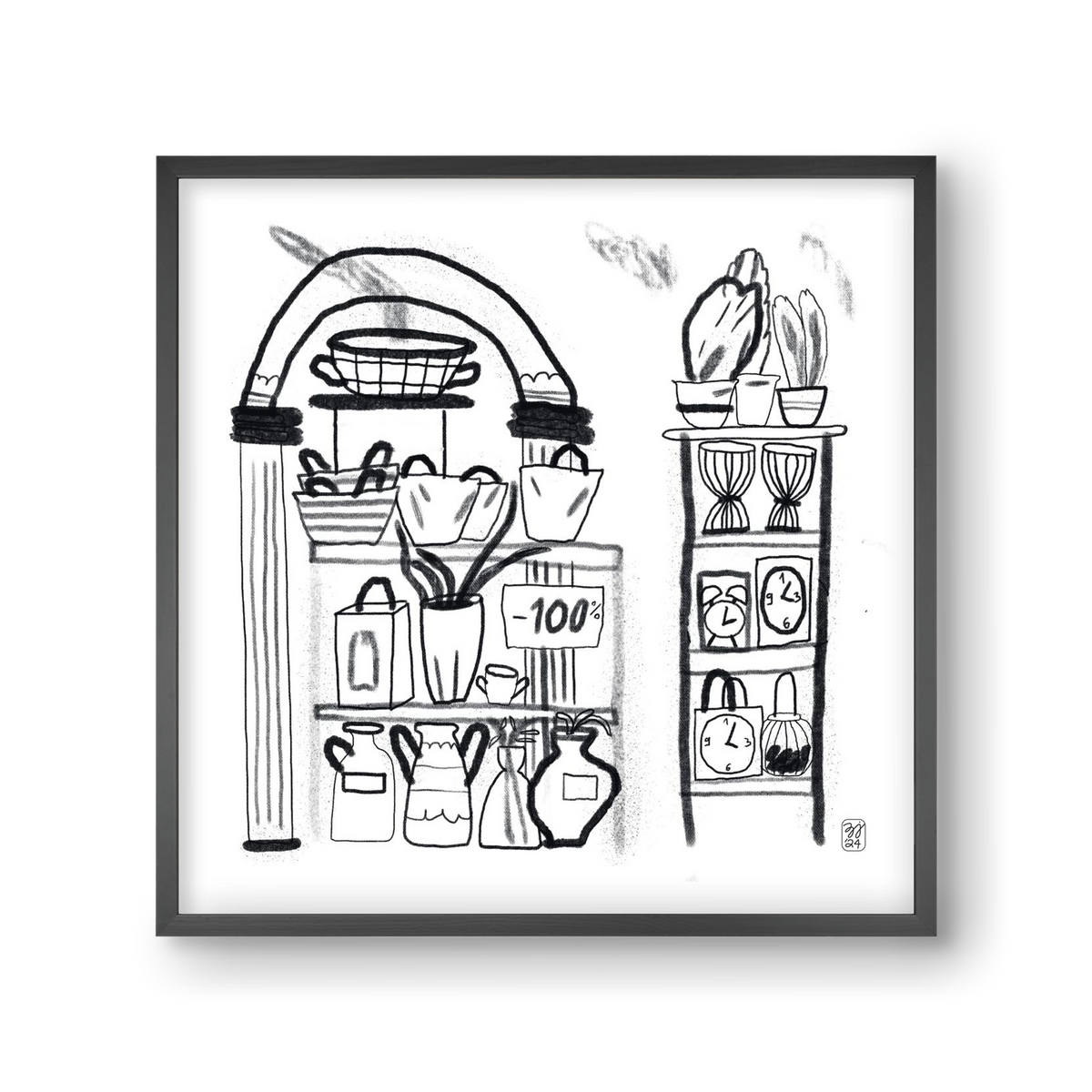 Minus 100%, 30x30 cm (30x30 cm), Fekete keret