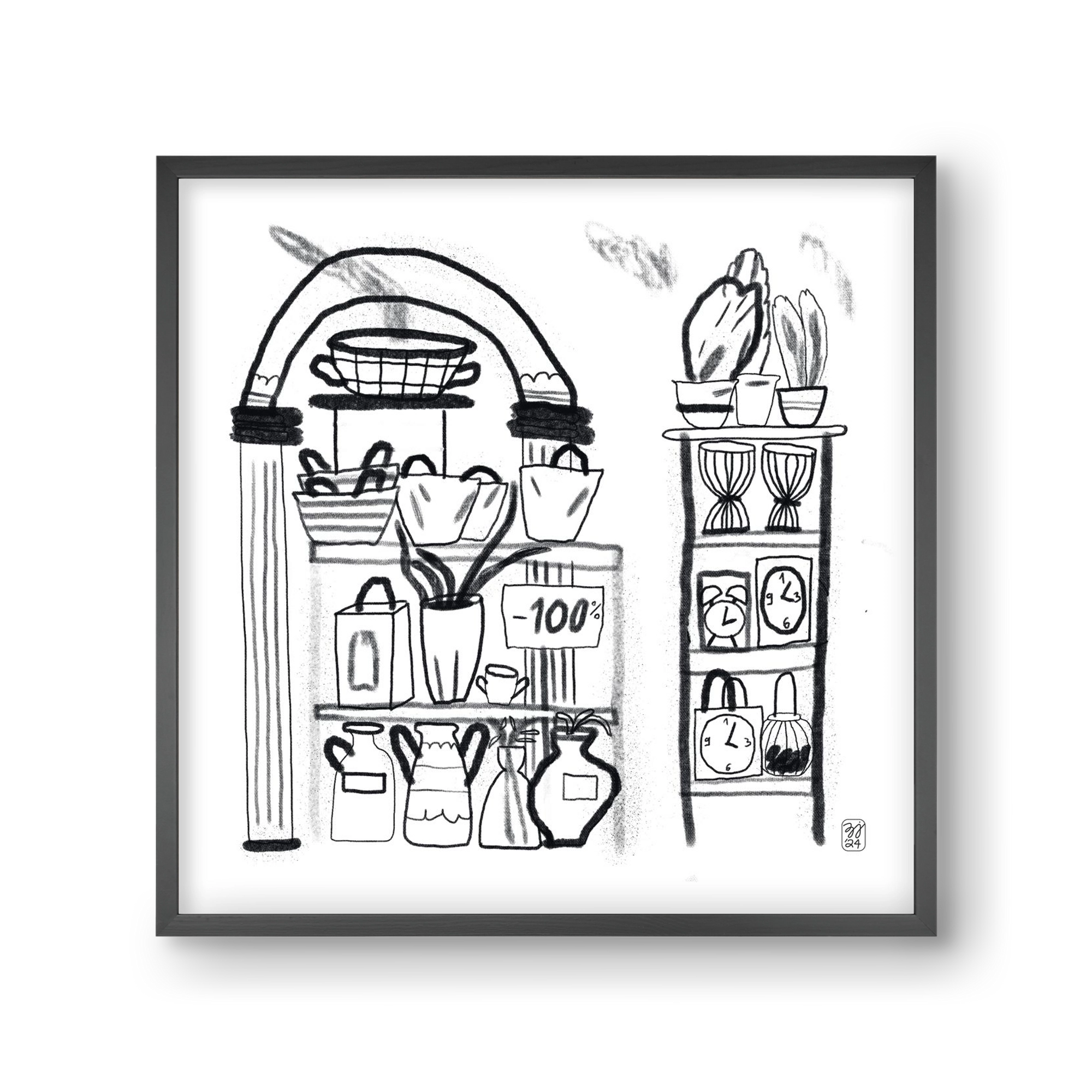 Minus 100%, 30x30 cm (30x30 cm), Fekete keret