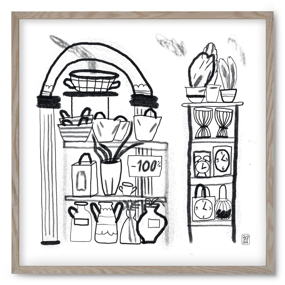 Minus 100%, 50x50 cm (50x50 cm), Tölgy keret