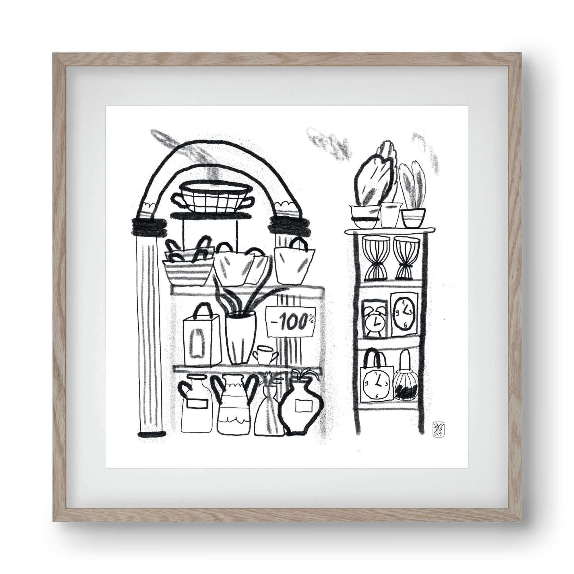 Minus 100%, 40x40 cm (30x30 cm), Tölgy keret, paszpartuval