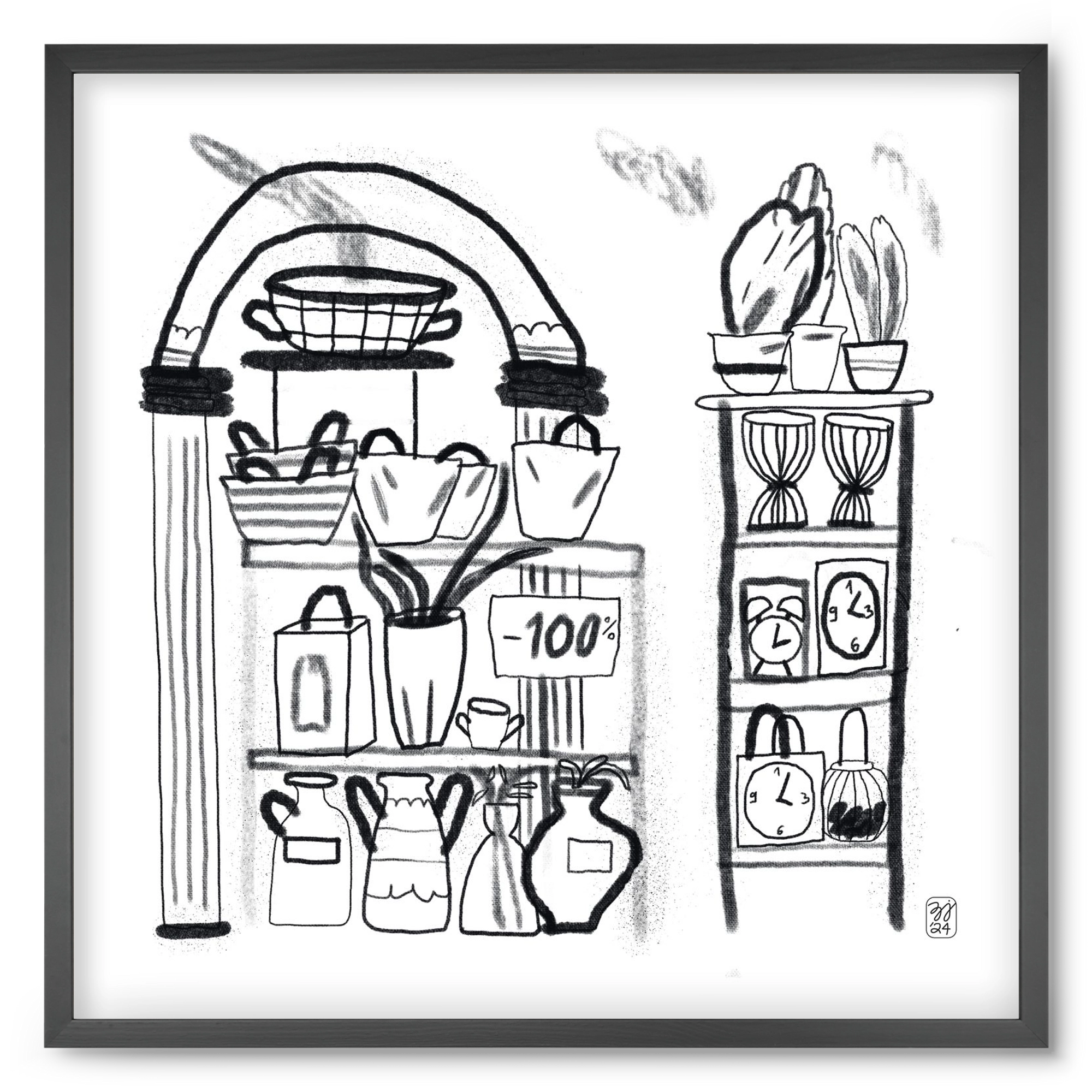 Minus 100%, 50x50 cm (50x50 cm), Fekete keret