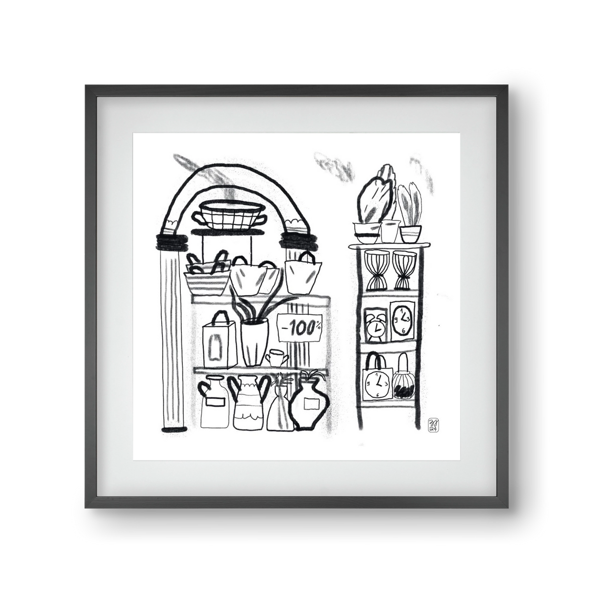 Minus 100%, 30x30 cm (20x20 cm), Fekete keret, paszpartuval