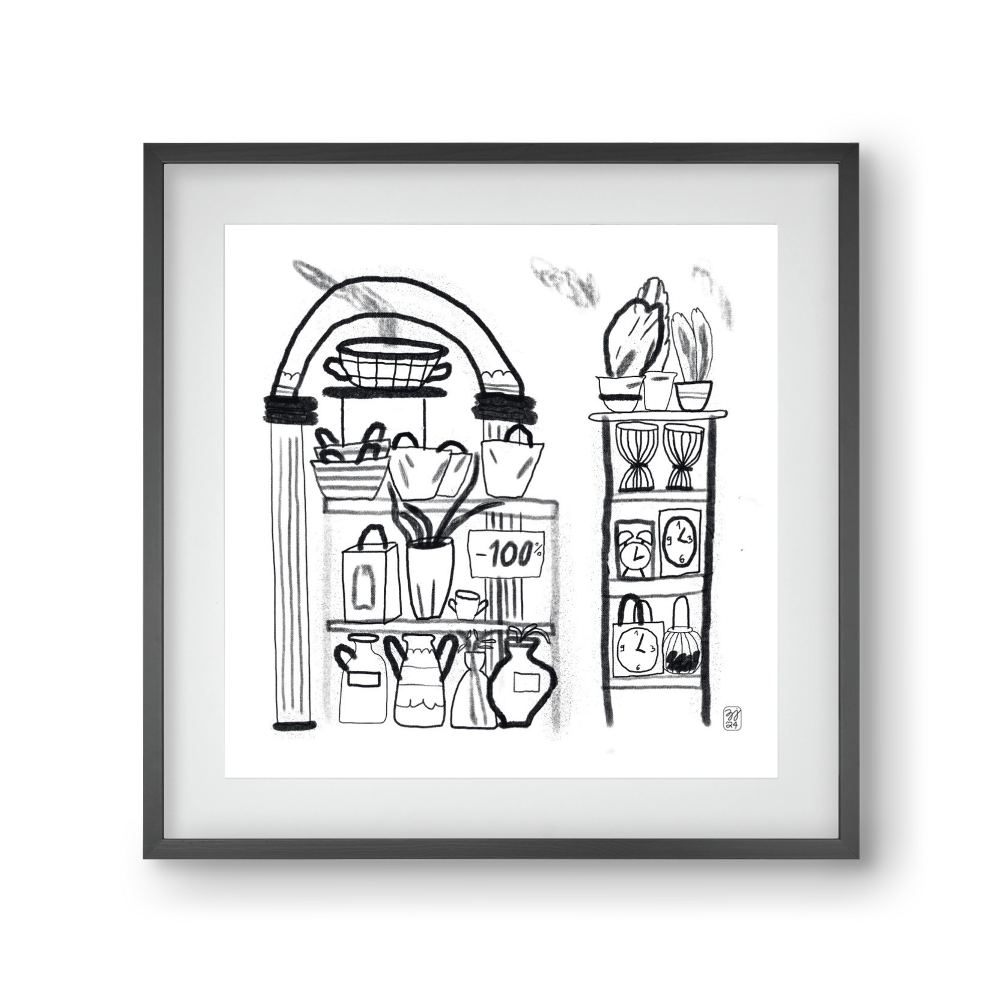 Minus 100%, 30x30 cm (20x20 cm), Fekete keret, paszpartuval